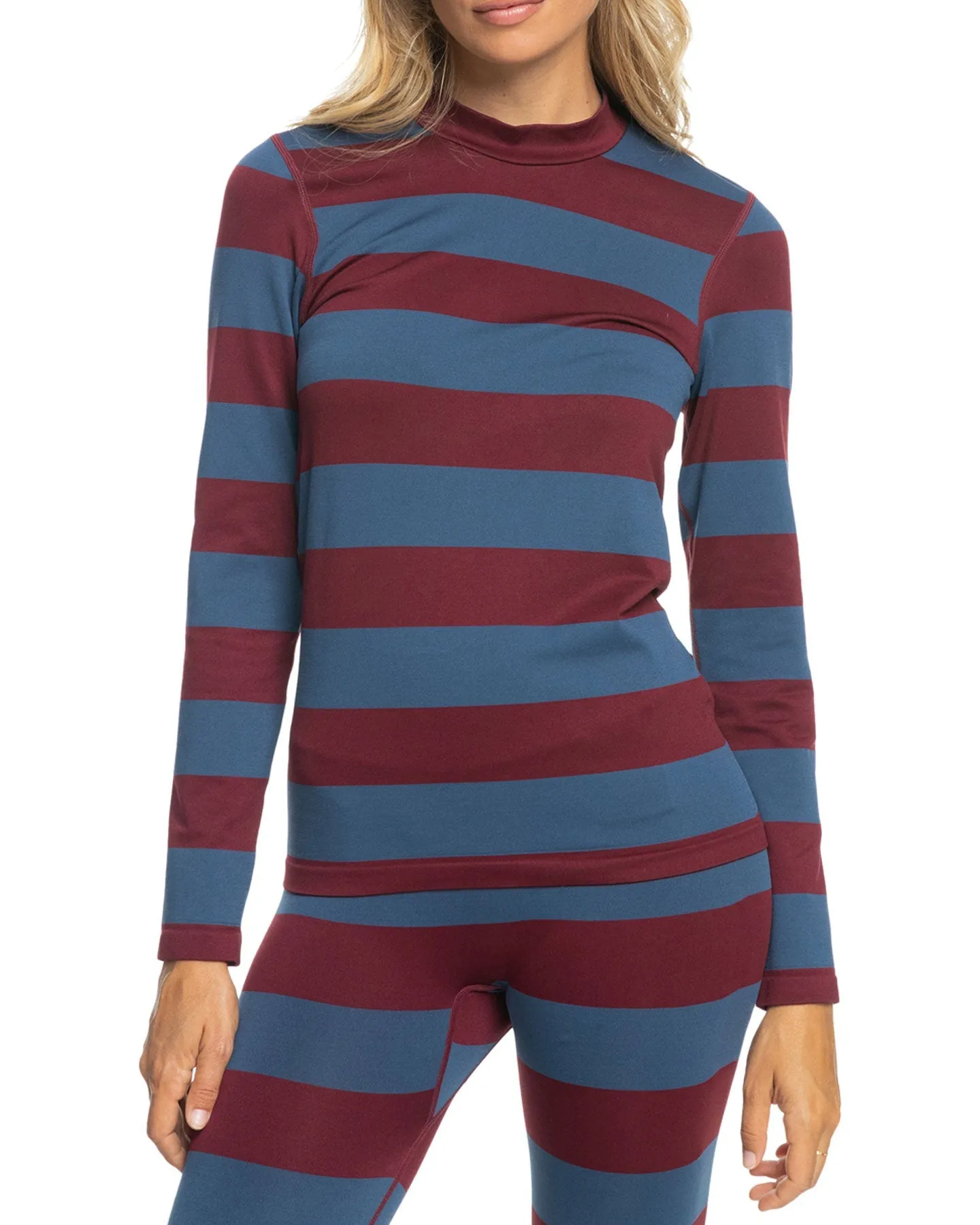 Roxy X Rowley Women's Seamless Technical Top - Insignia Blue / Bico Stripes | Shop Long Johns at Trojan Wake Ski Snow & 