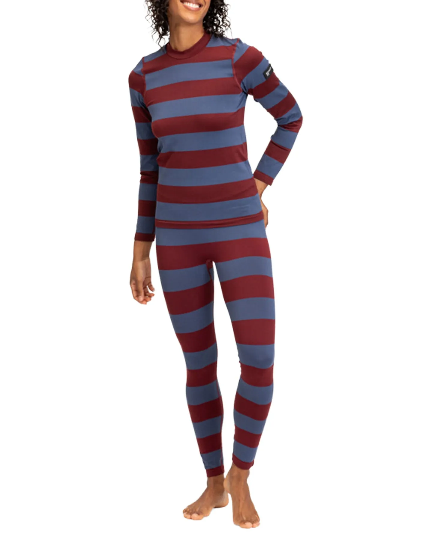 Roxy X Rowley Women's Seamless Technical Top - Insignia Blue / Bico Stripes | Shop Long Johns at Trojan Wake Ski Snow & 