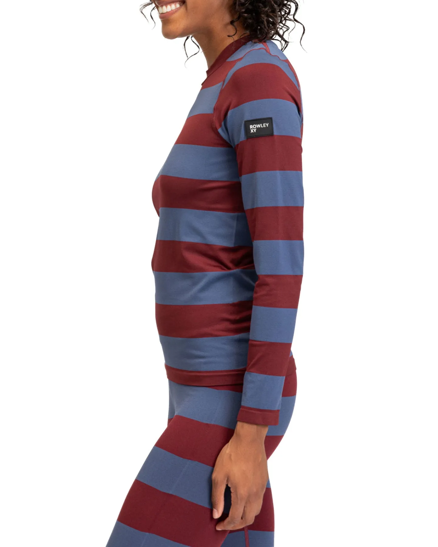 Roxy X Rowley Women's Seamless Technical Top - Insignia Blue / Bico Stripes | Shop Long Johns at Trojan Wake Ski Snow & 