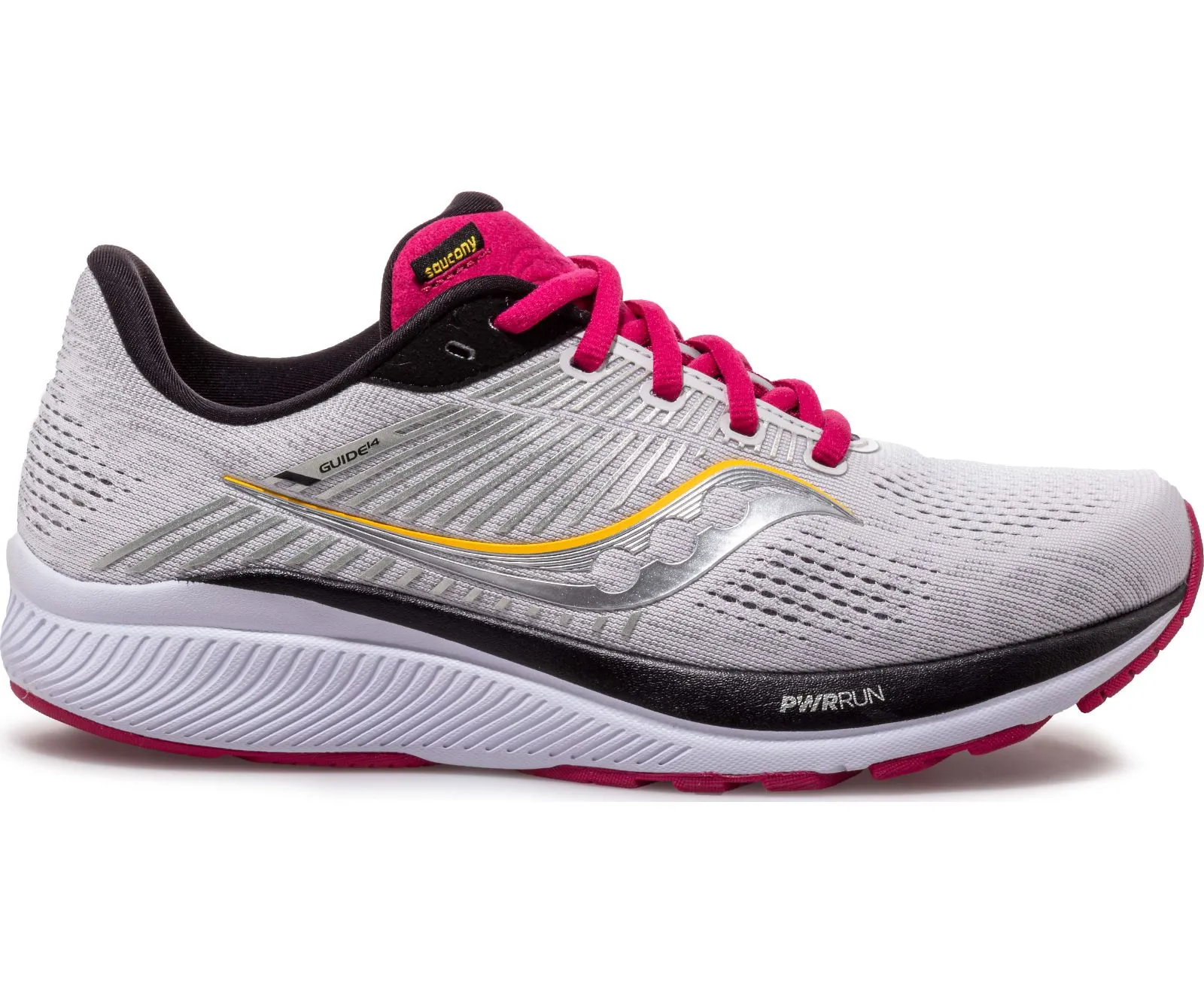 Saucony Womens Guide 14 Running Shoe- Alloy/Cherry