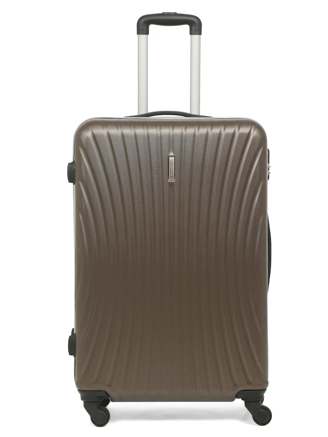 Set of Brown Textured Hard-Sided Cabin Trolley Suitcase