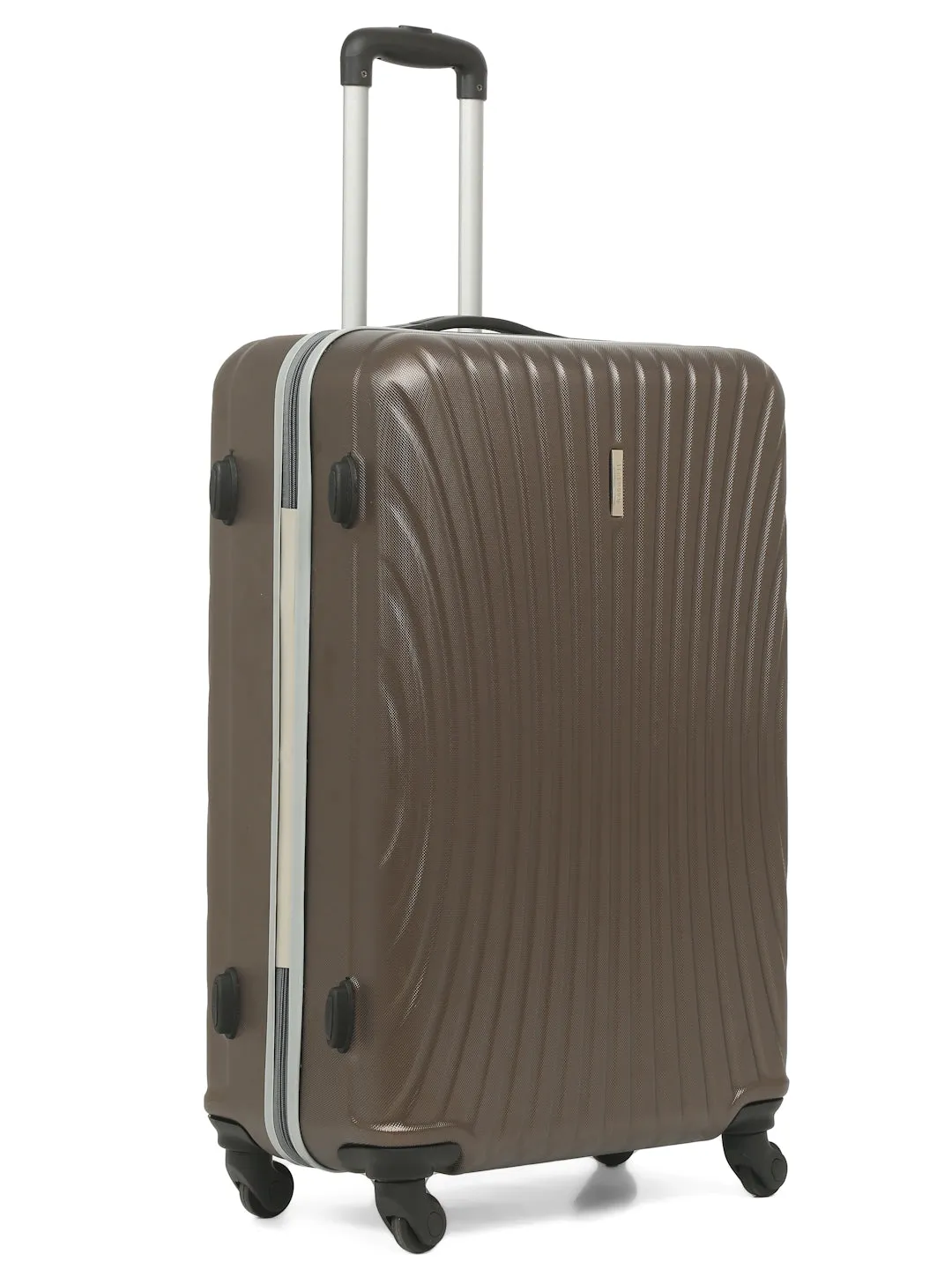 Set of Brown Textured Hard-Sided Cabin Trolley Suitcase