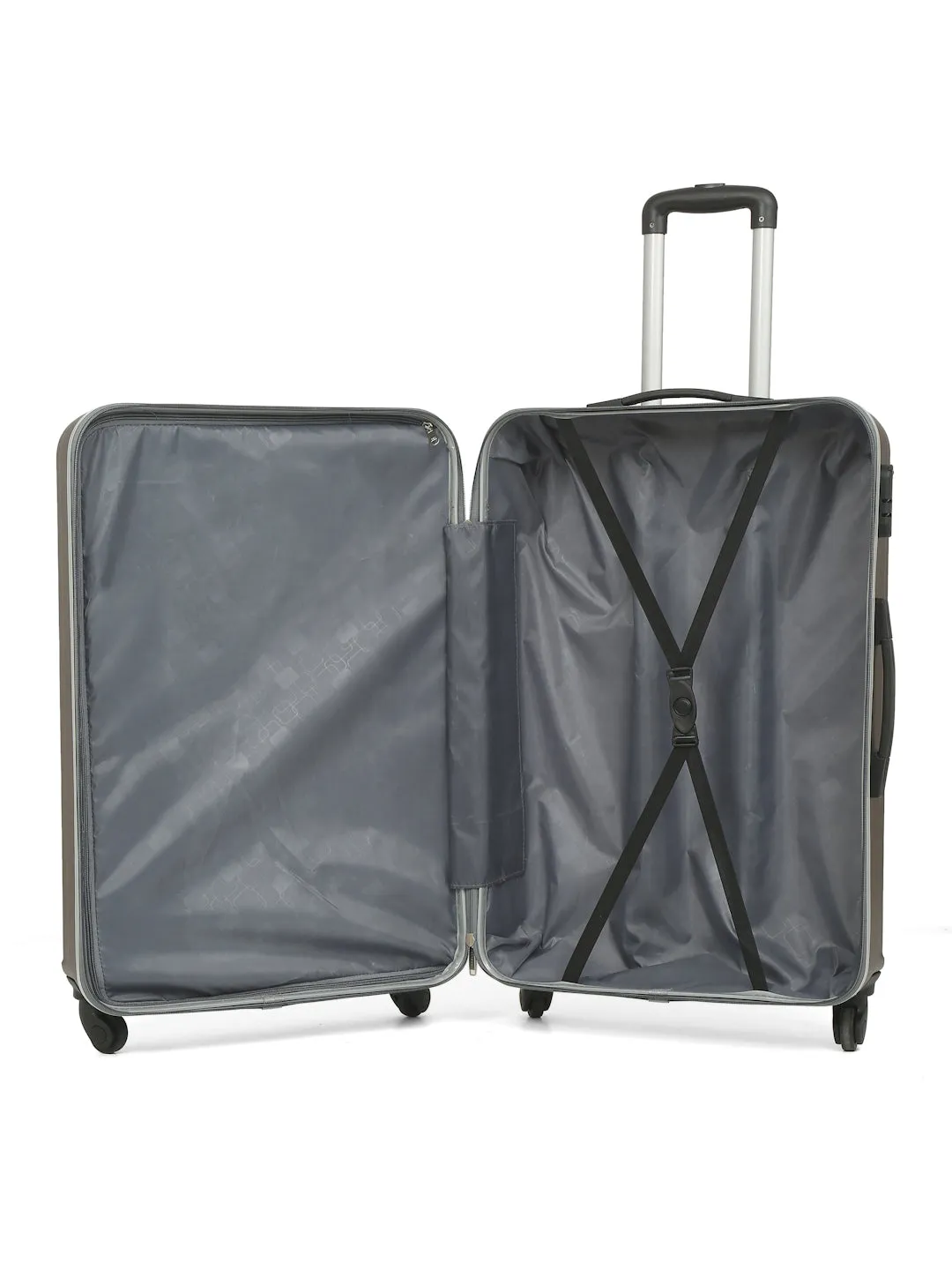 Set of Brown Textured Hard-Sided Cabin Trolley Suitcase