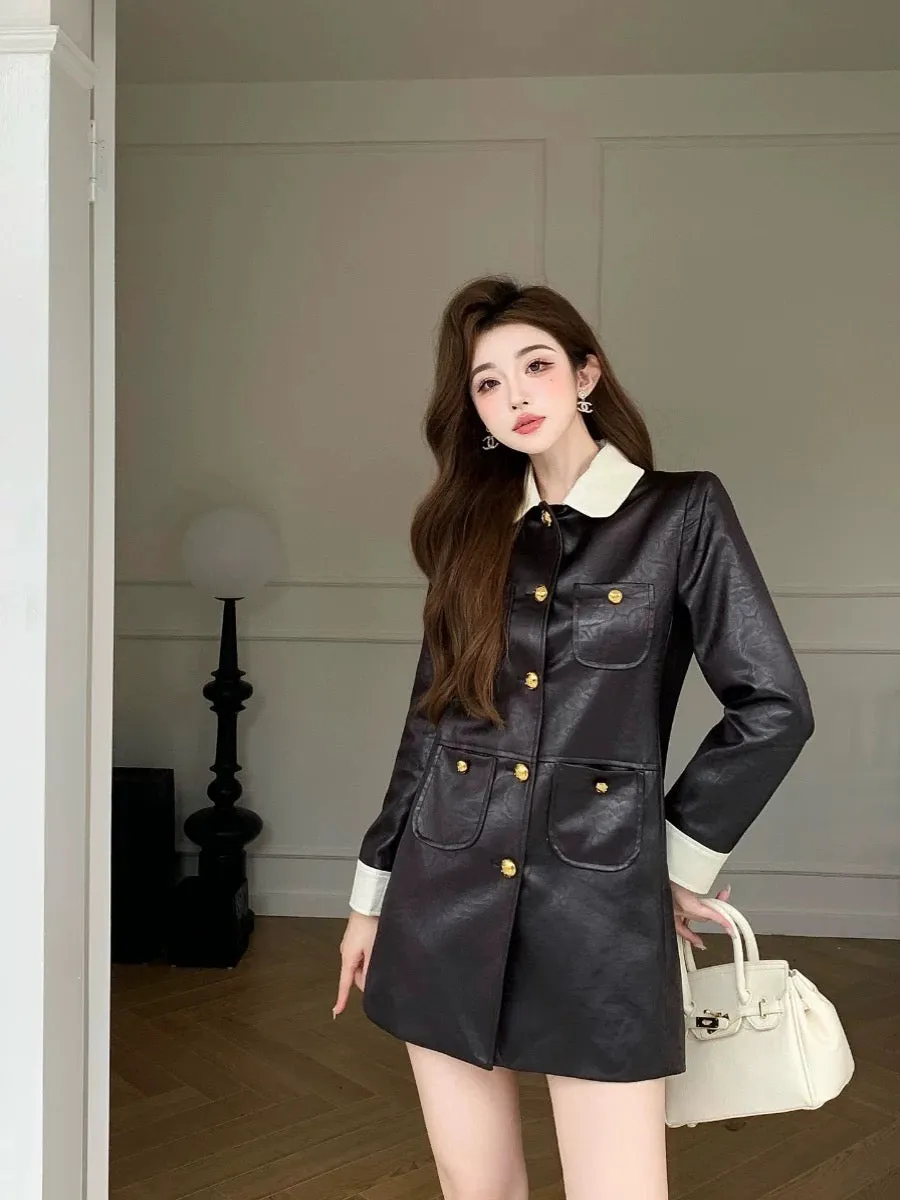 Shenzhen Nanyou designer's light luxury leather jacket, this year's fashionable autumn and winter new dress