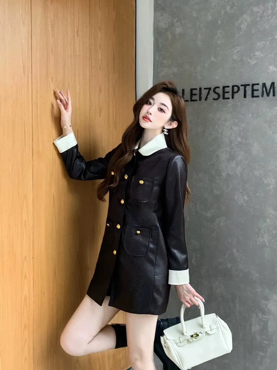 Shenzhen Nanyou designer's light luxury leather jacket, this year's fashionable autumn and winter new dress