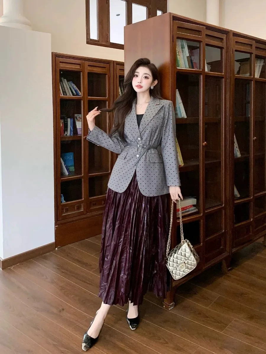 Shenzhen Nanyou niche designer light luxury polka dot suit hit the street spring and autumn new fashion silhouette versatile jac