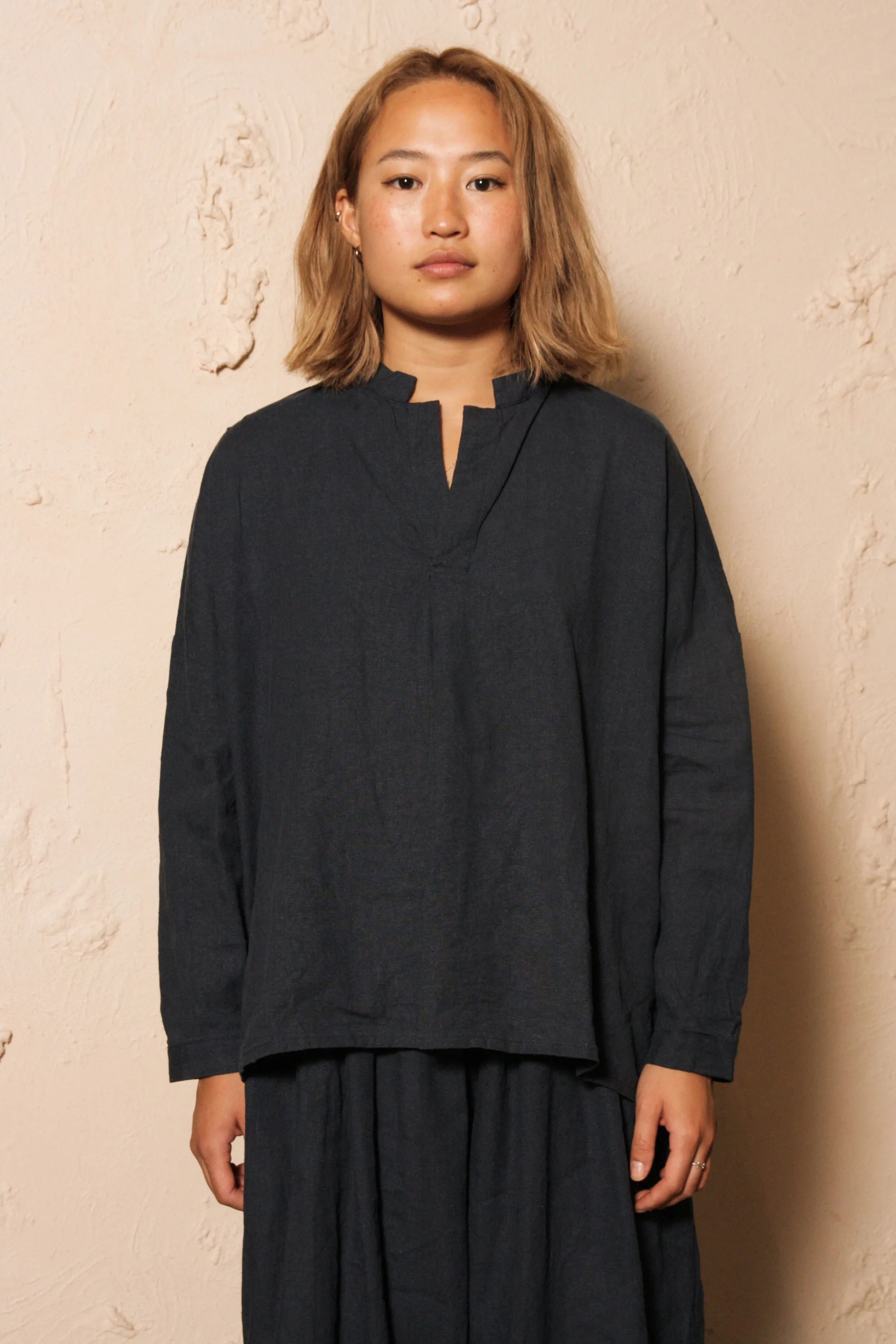 Silk Linen Pullover navy