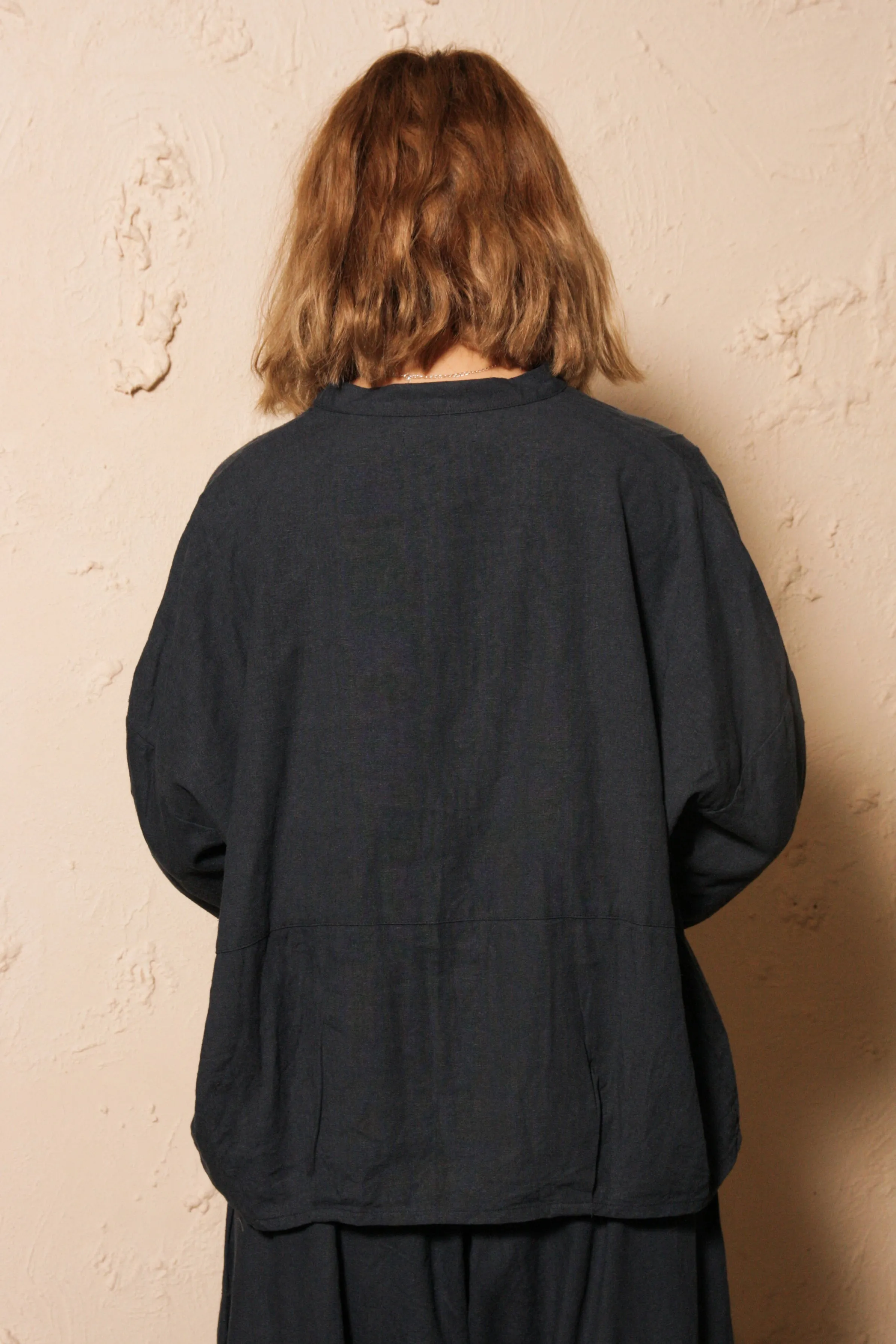 Silk Linen Pullover navy