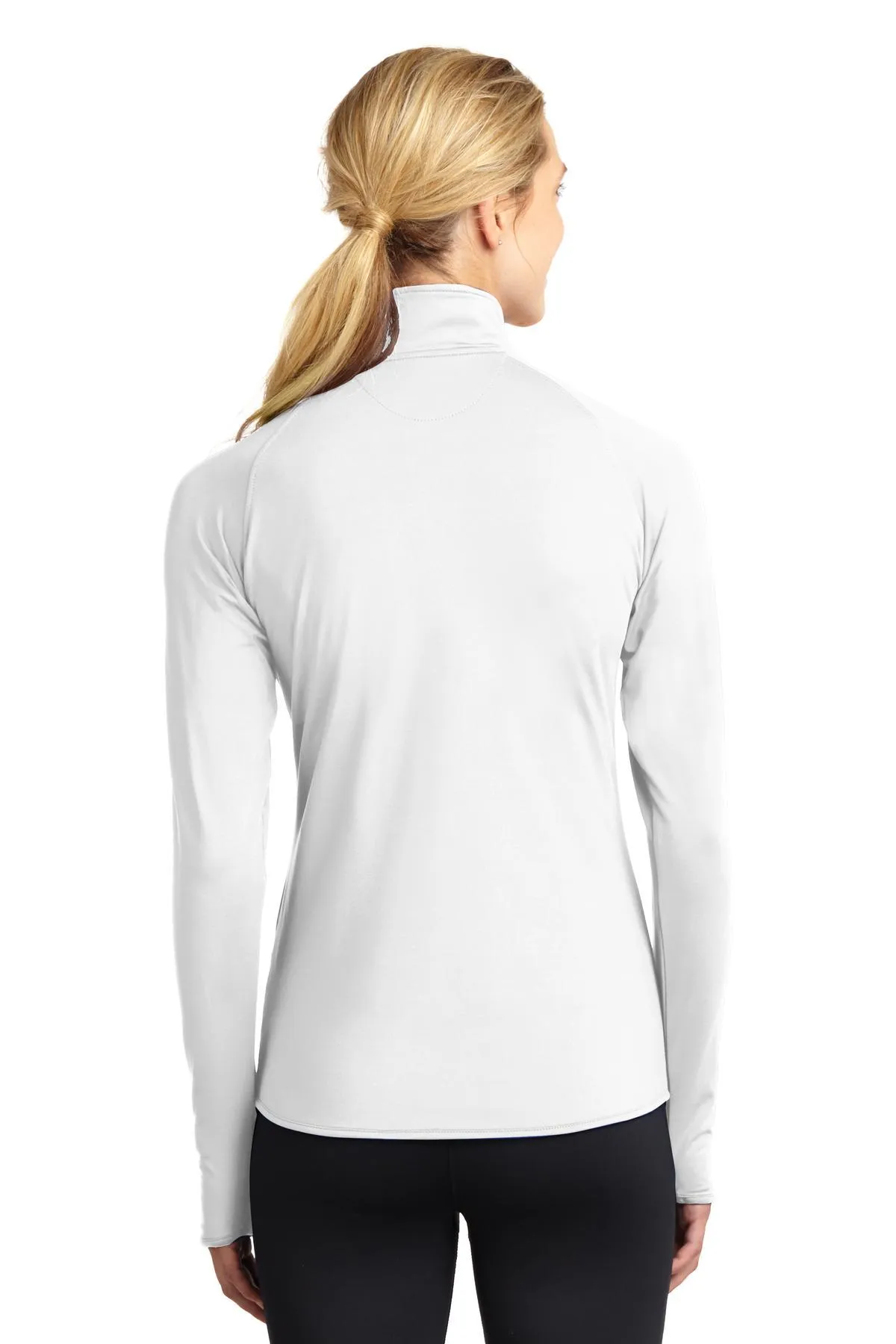 Sport-Tek Ladies Sport-Wick Stretch 1/2-Zip Pullover LST850 White