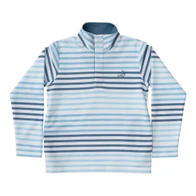 Sporty Snap Pullover in Captain's Blue Multi-Color Stripe