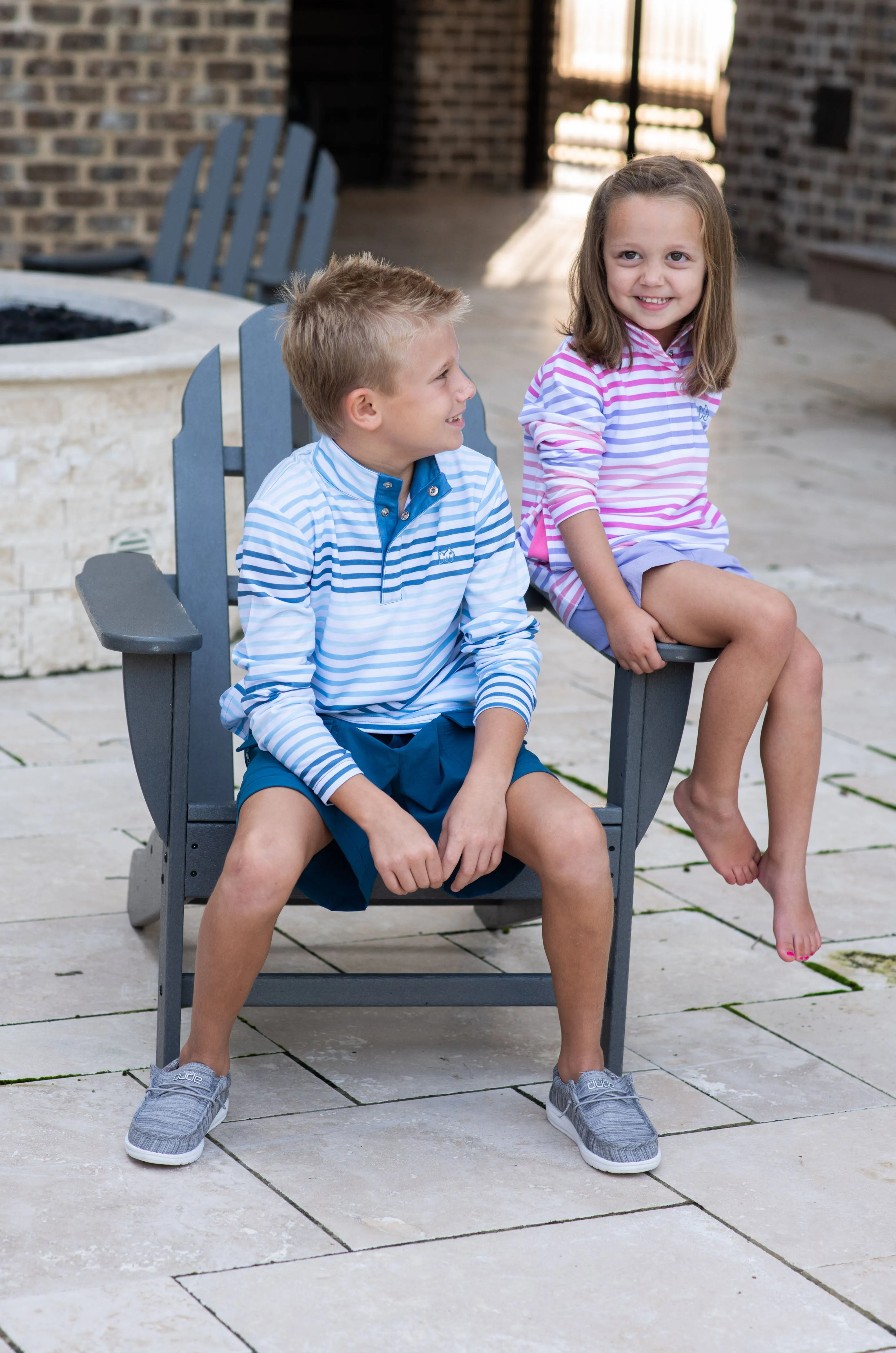 Sporty Snap Pullover in Captain's Blue Multi-Color Stripe