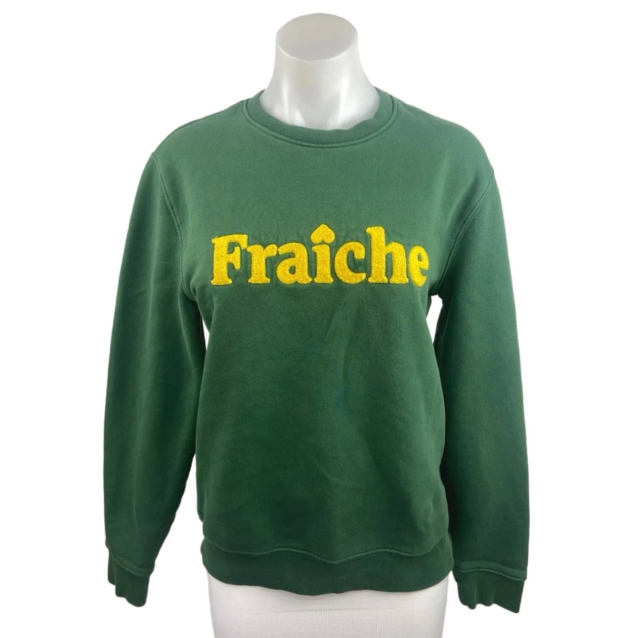 Stanley Stella Green Crew Neck Fraiche Pullover Oversized Sweatshirt Size XS