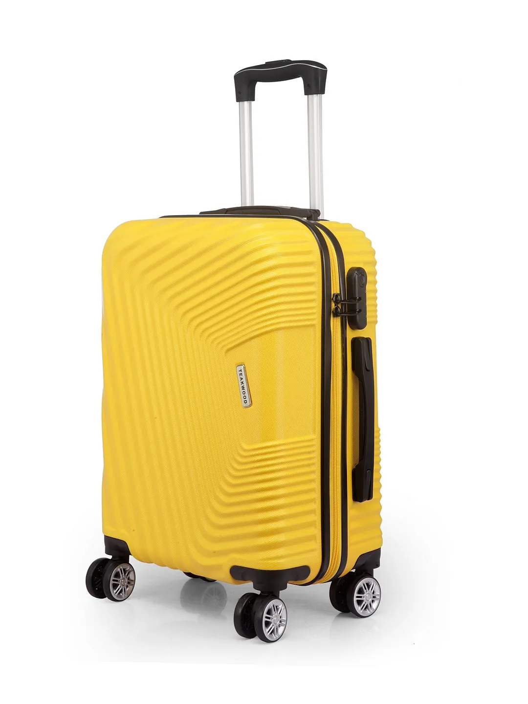 Teakwood Leathers Yellow Textured Hard-Sided Small Trolley Suitcase