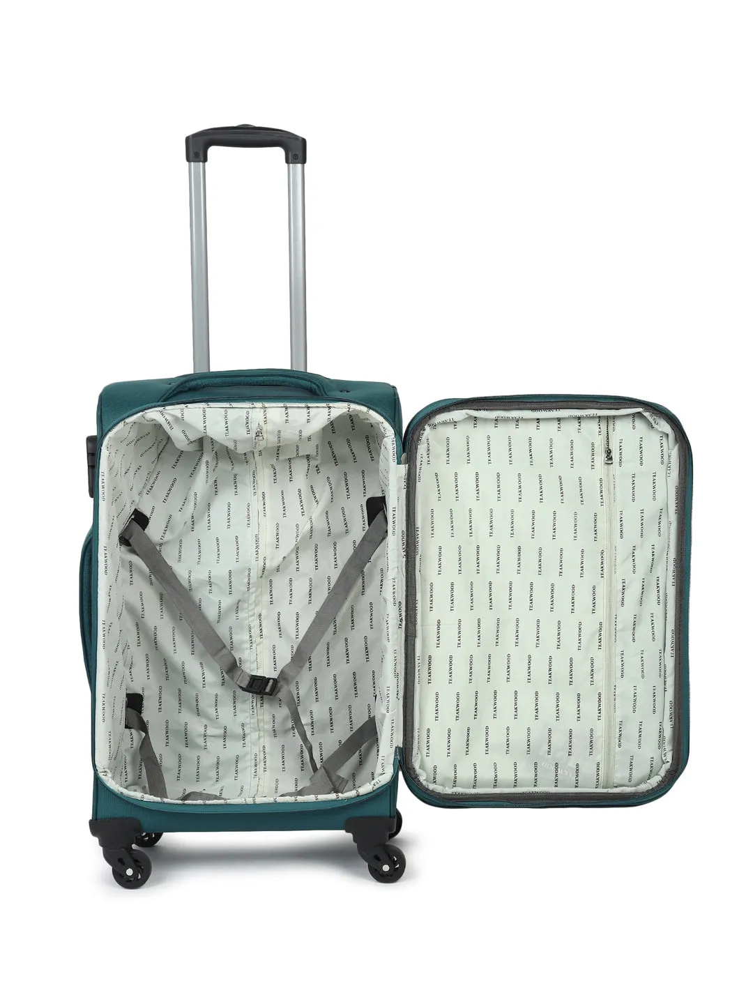 Teal Textured Soft-Sided Cabin Trolley Suitcase