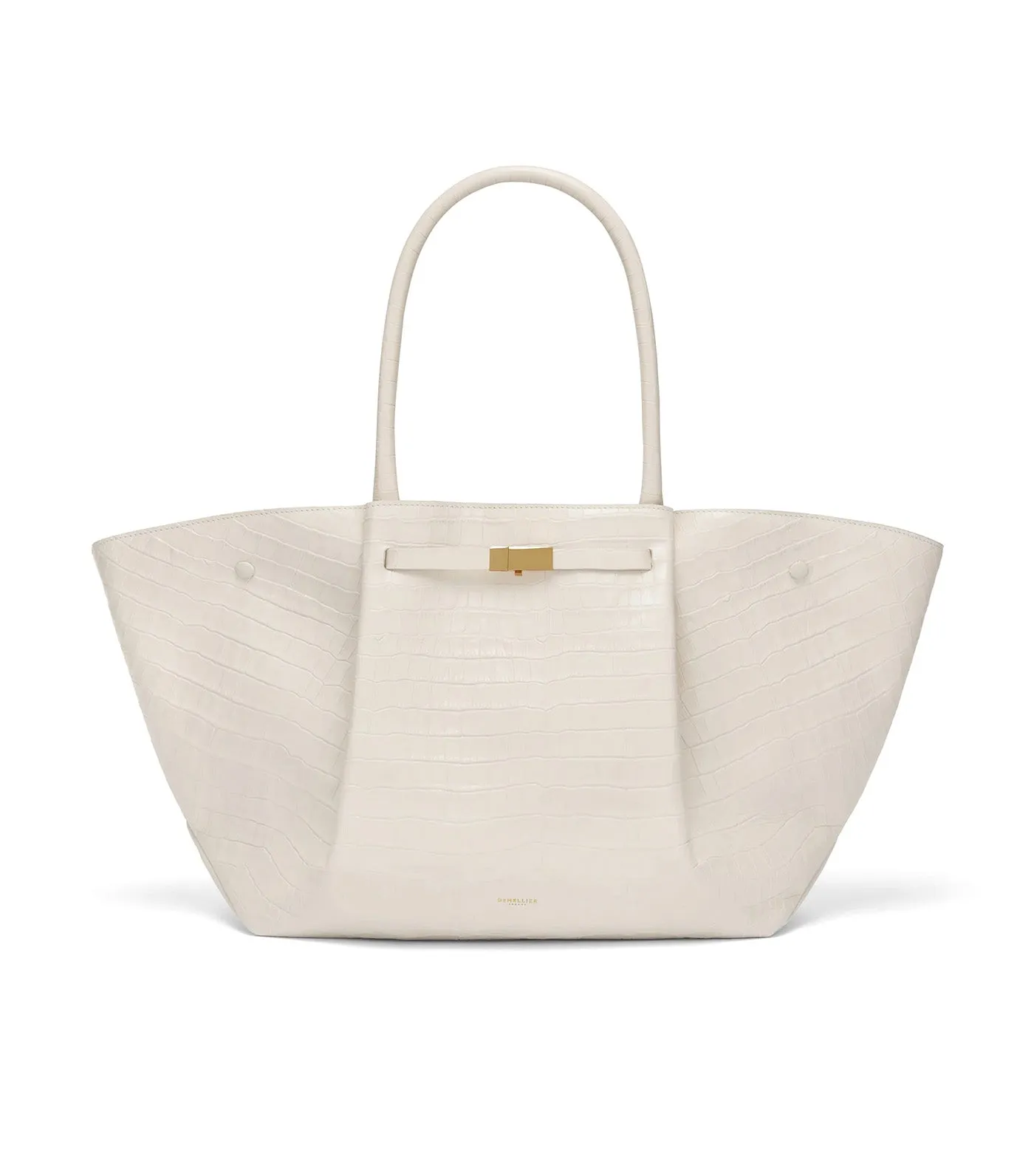 The New York Tote Off White Croc Effect