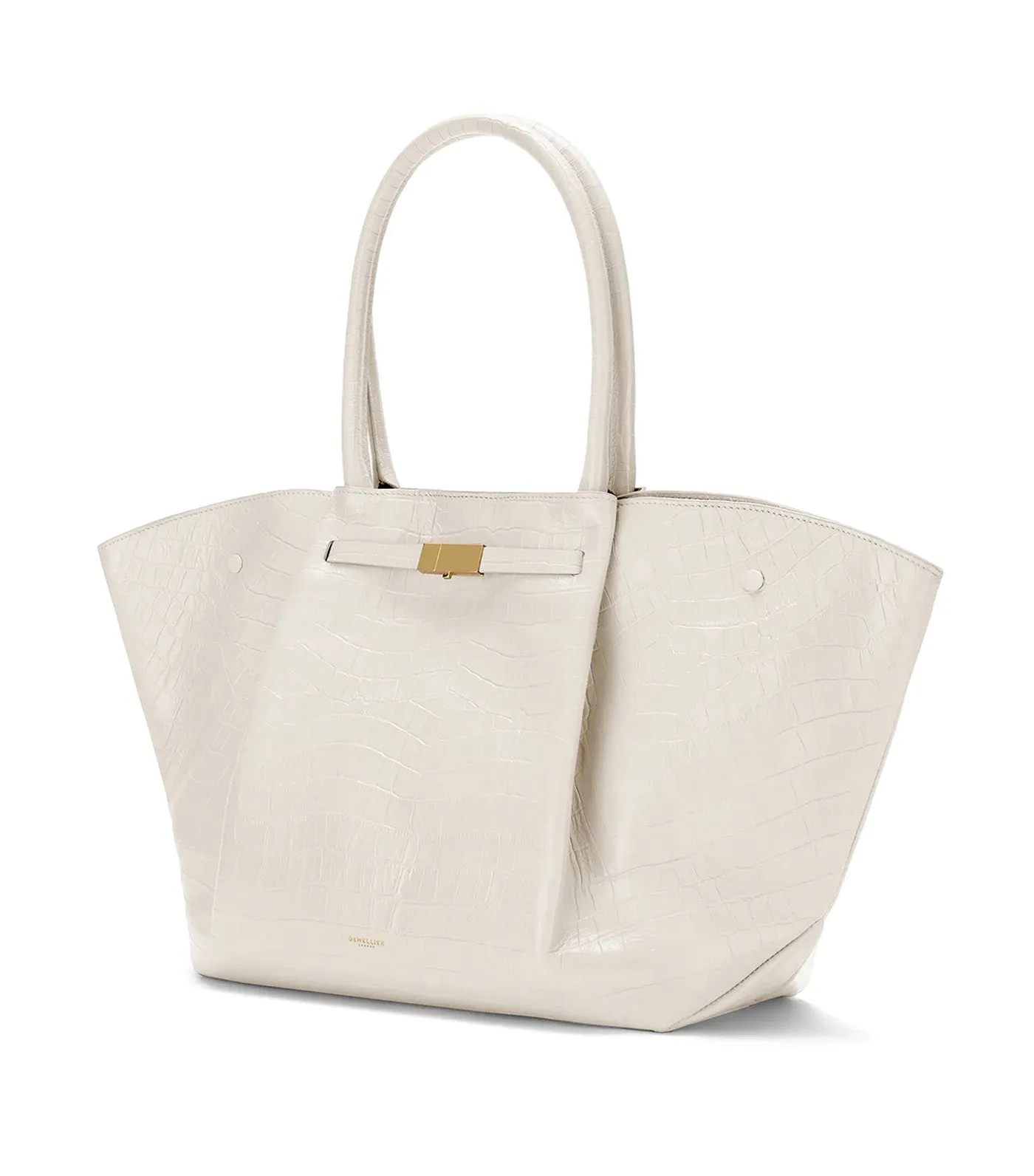 The New York Tote Off White Croc Effect