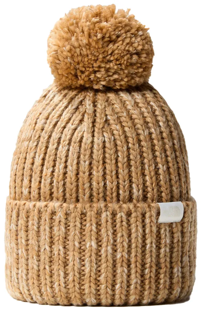 The North Face Accessories Mens Cozy Chunky Beanie Almond Butter Gardenia White