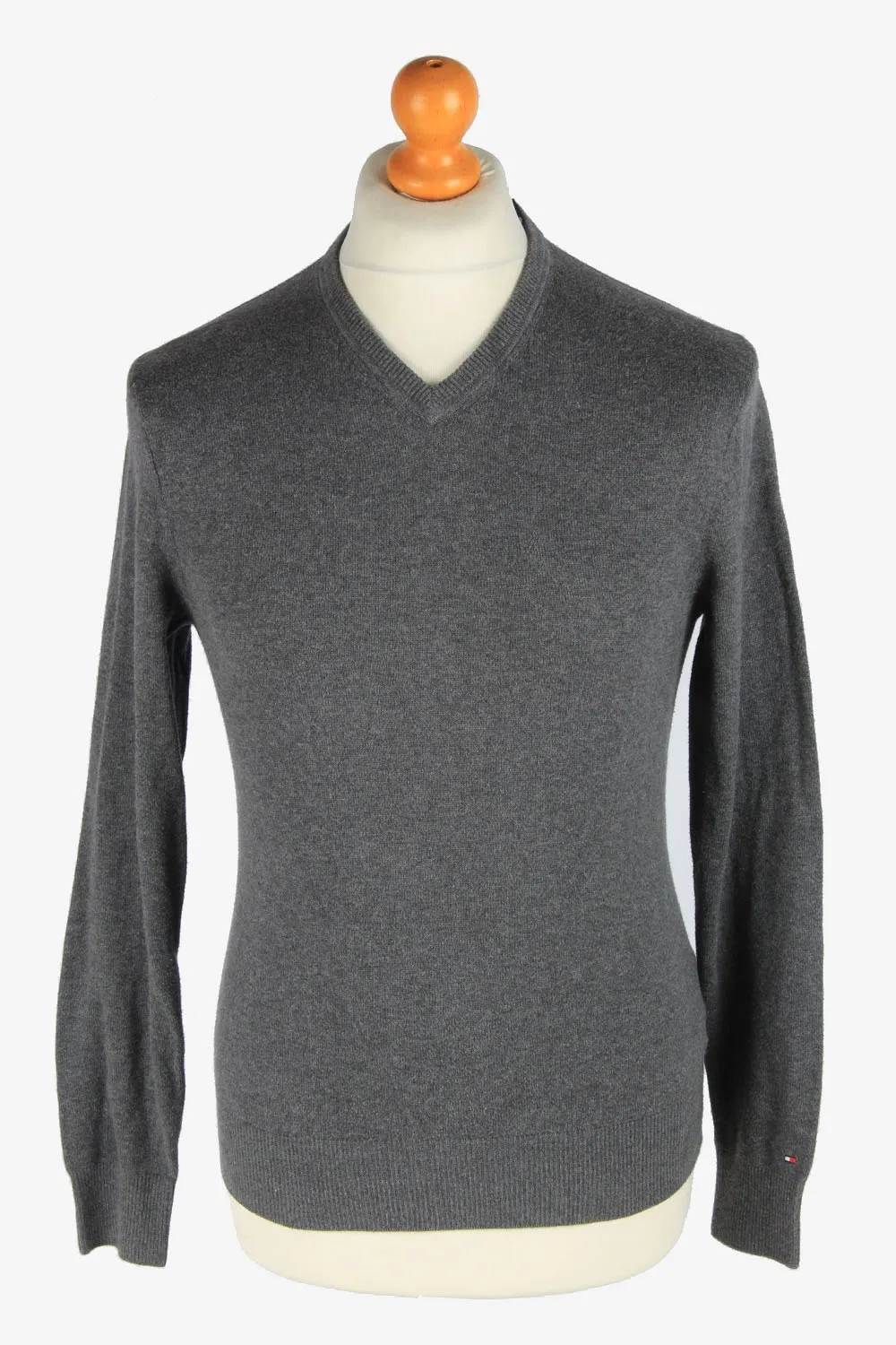 Tommy Hilfiger V Neck Jumper Pullover 90s Dark Grey XS - Pepper Tree London