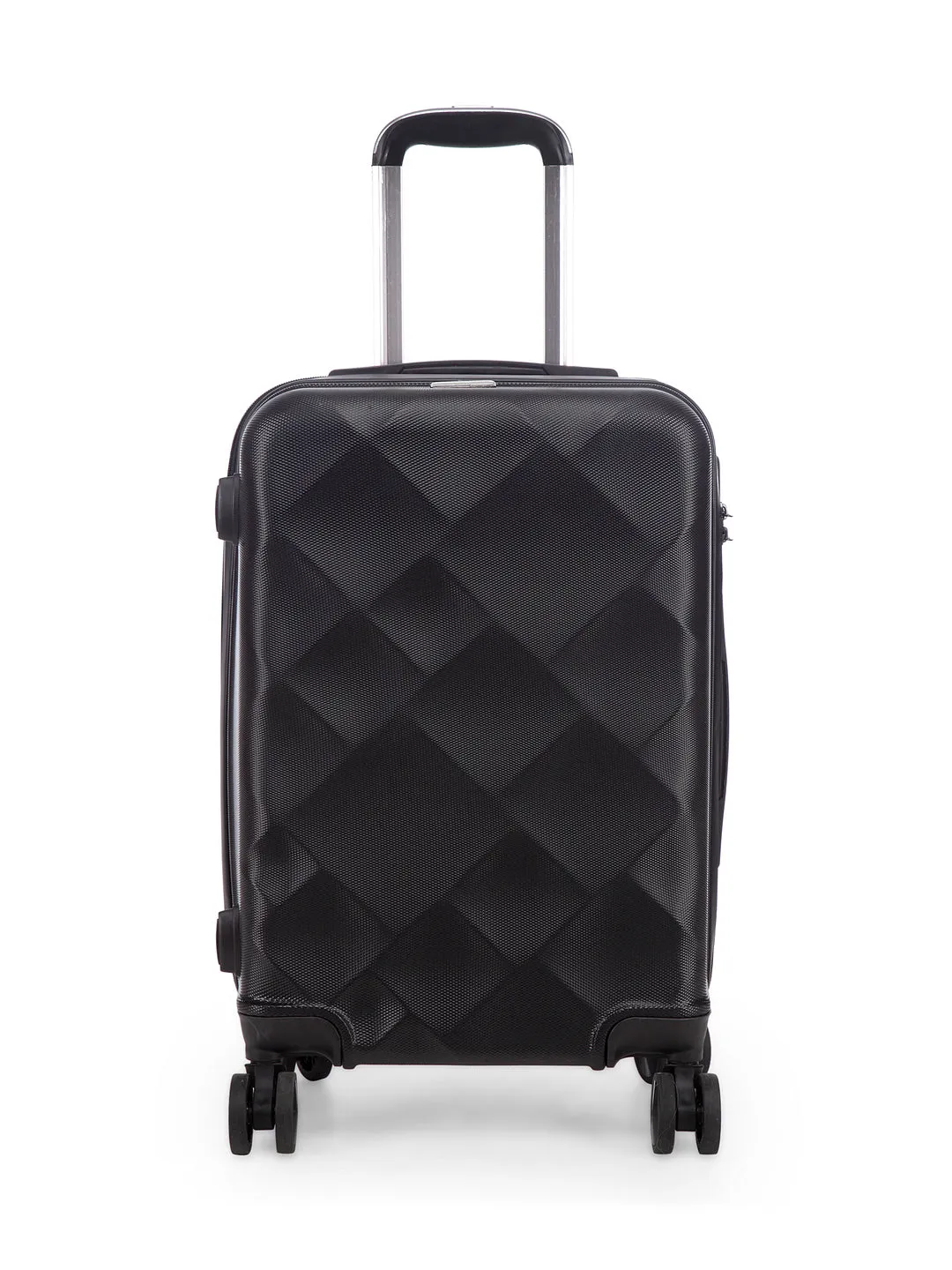 Unisex Black Textured Hard-Sided Cabin Trolley Suitcase