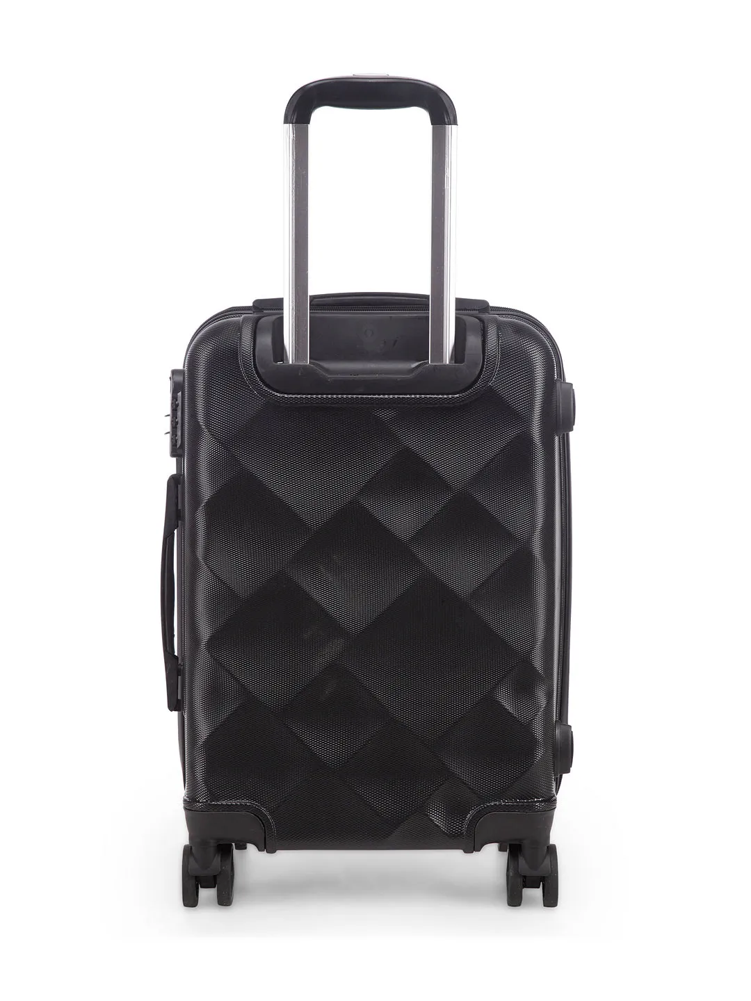 Unisex Black Textured Hard-Sided Cabin Trolley Suitcase