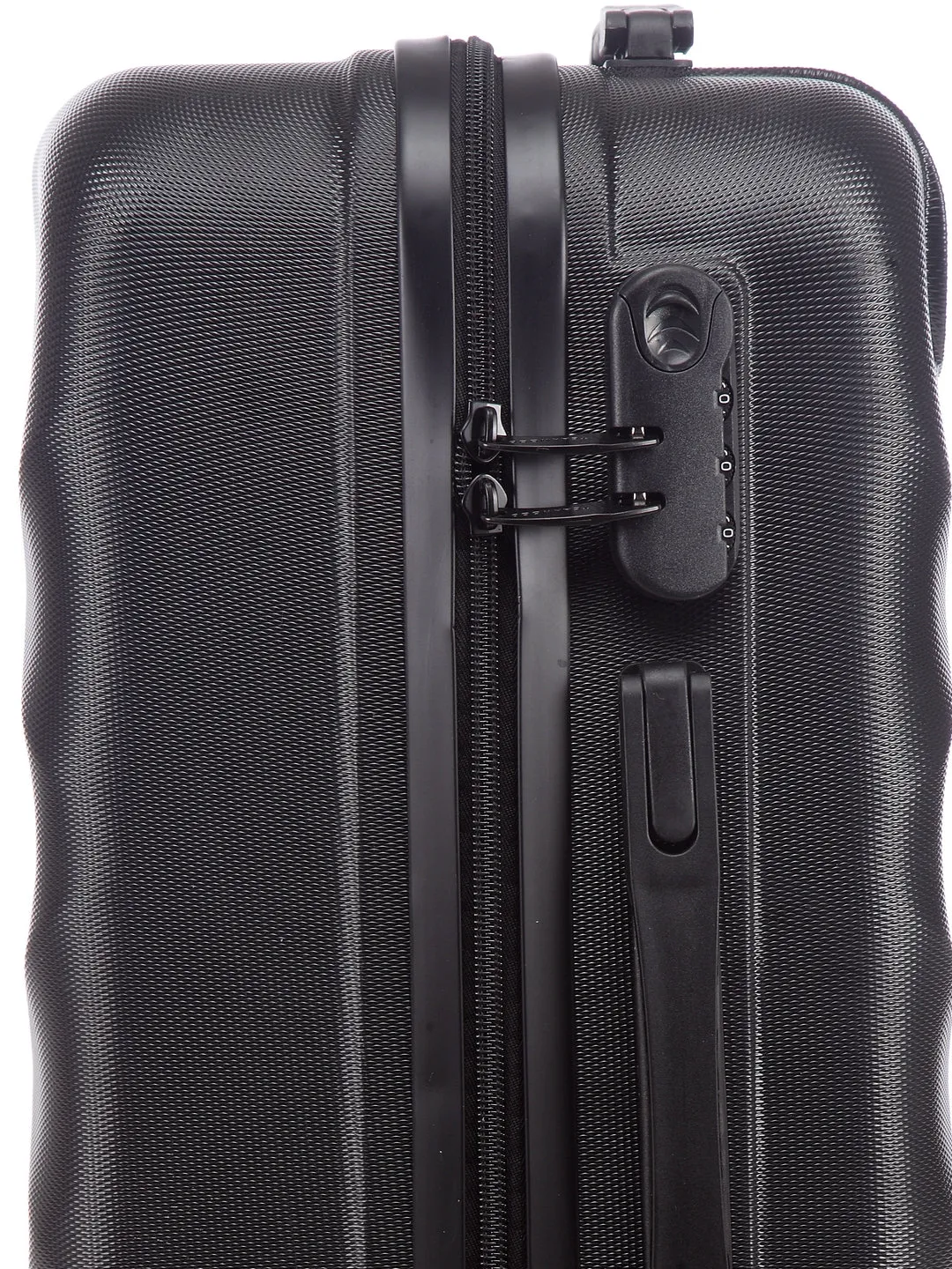 Unisex Black Textured Hard-Sided Cabin Trolley Suitcase