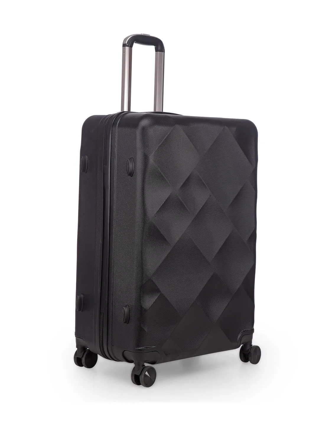 Unisex Black Textured Hard-Sided Large Trolley Suitcase