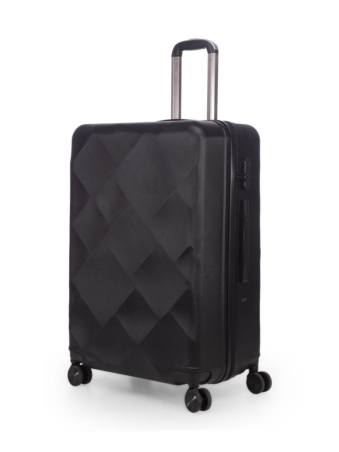 Unisex Black Textured Hard-Sided Large Trolley Suitcase