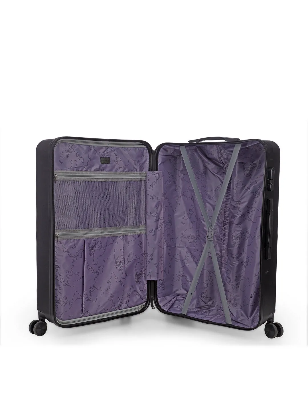 Unisex Black Textured Hard-Sided Large Trolley Suitcase