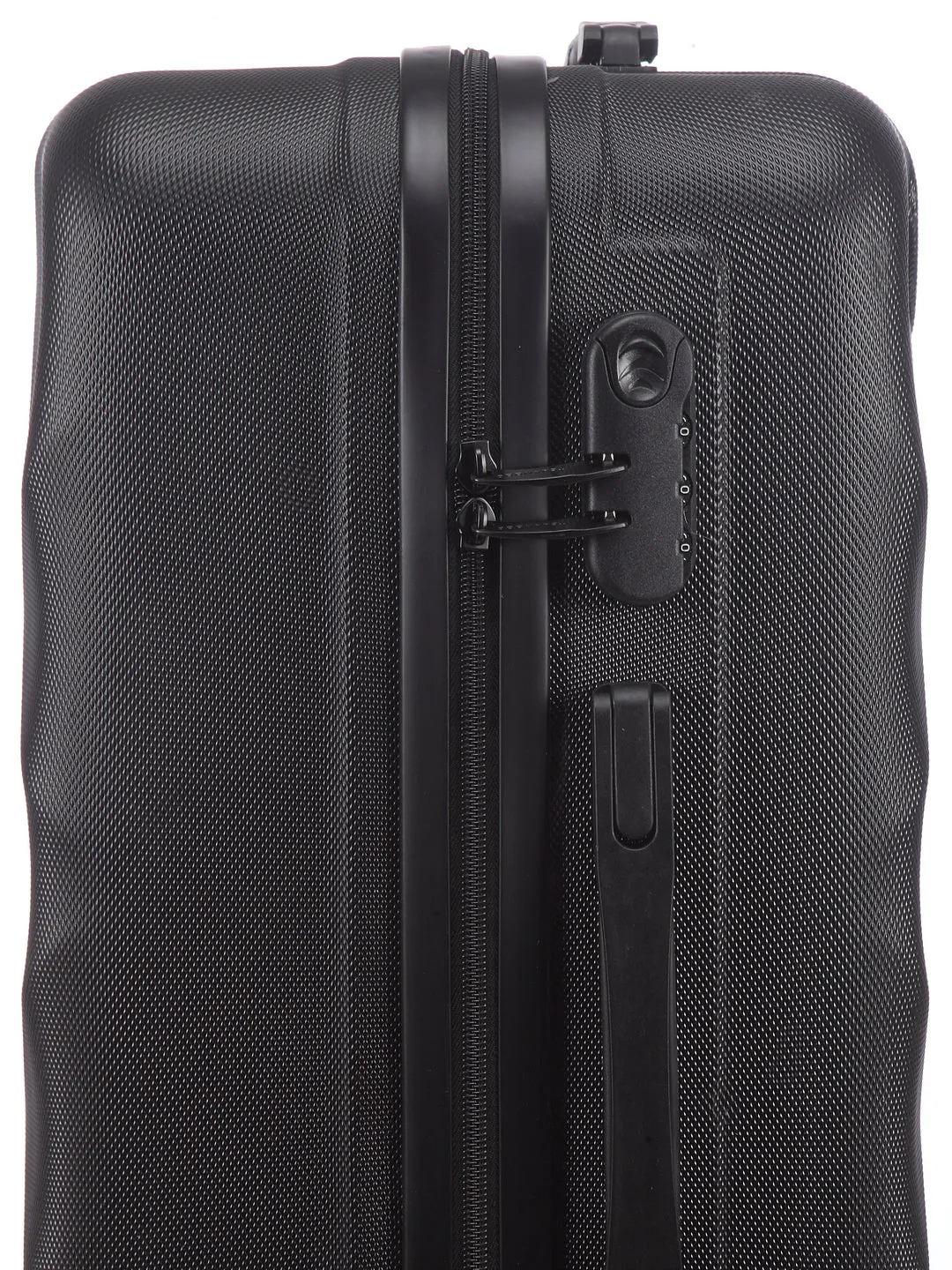 Unisex Black Textured Hard-Sided Medium Trolley Suitcase