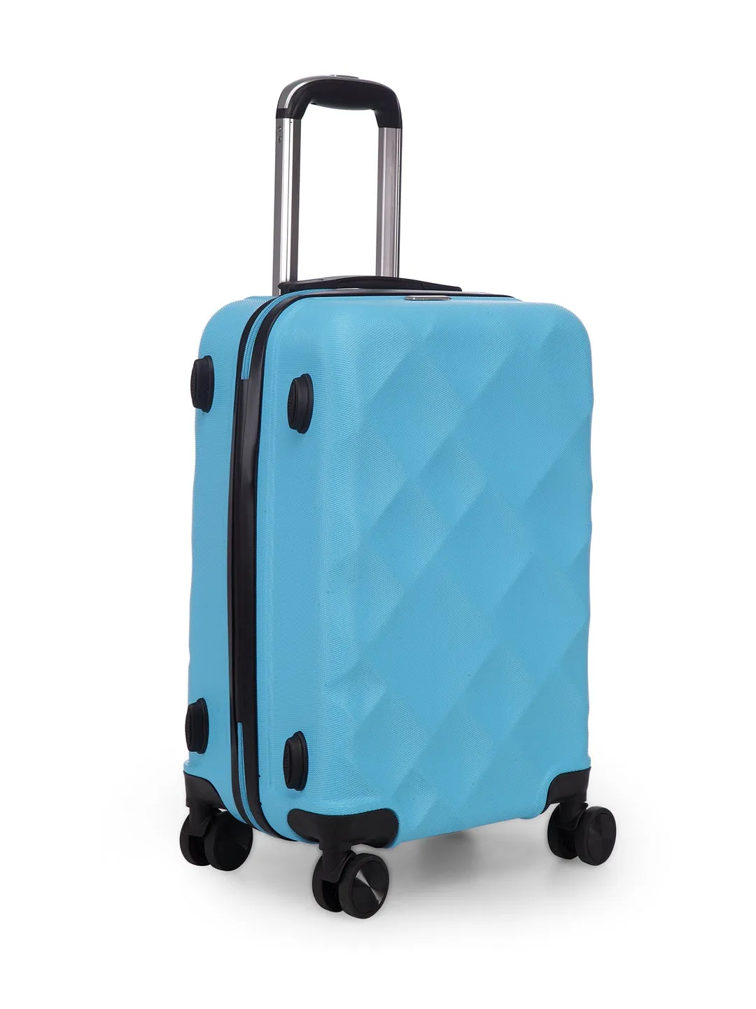 Unisex Blue Textured Hard-Sided Cabin Trolley Suitcase