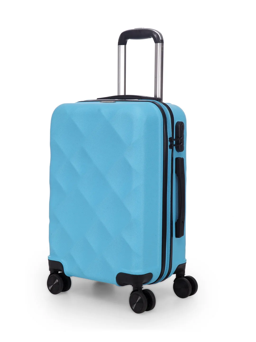 Unisex Blue Textured Hard-Sided Cabin Trolley Suitcase