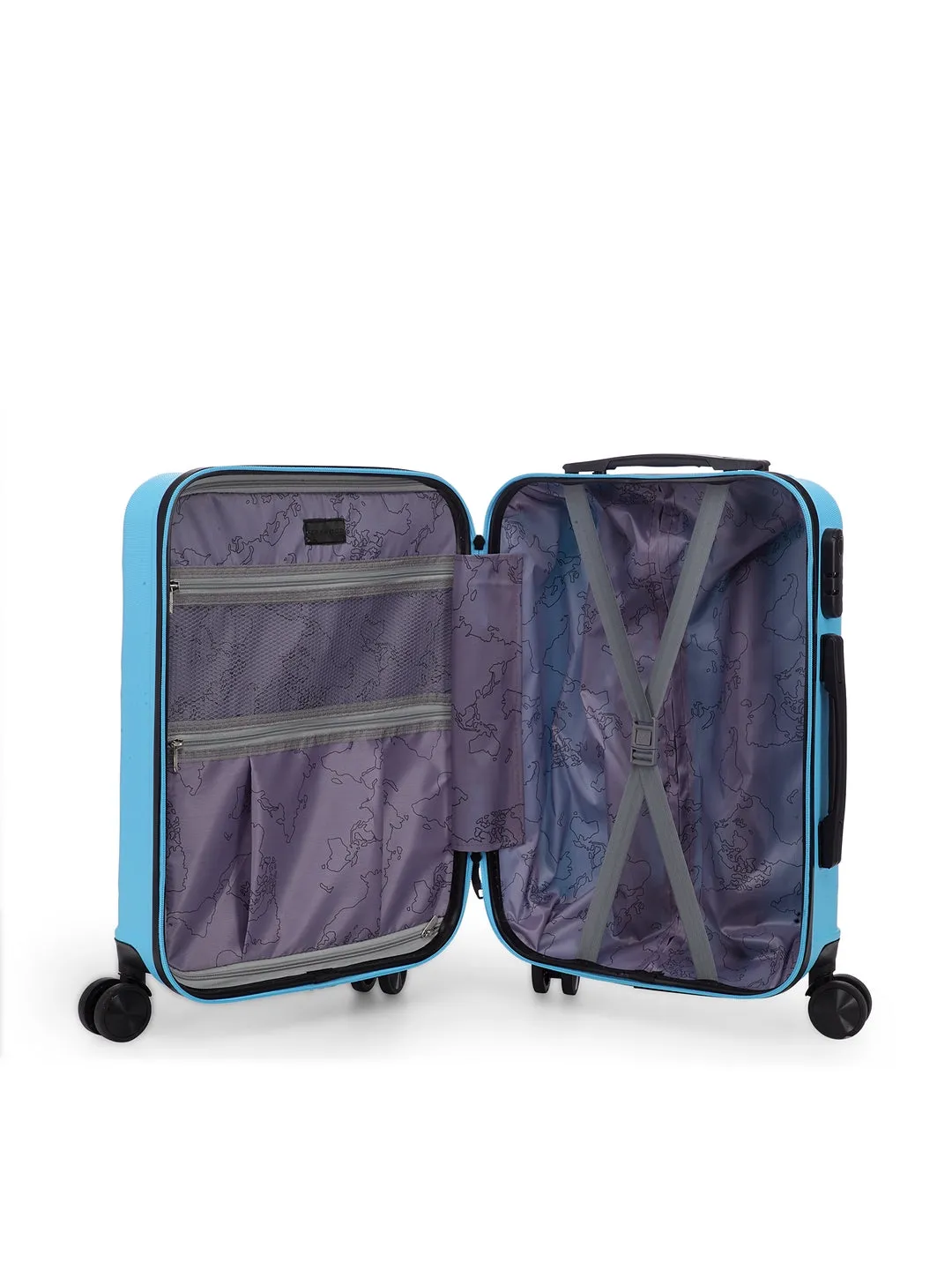 Unisex Blue Textured Hard-Sided Cabin Trolley Suitcase