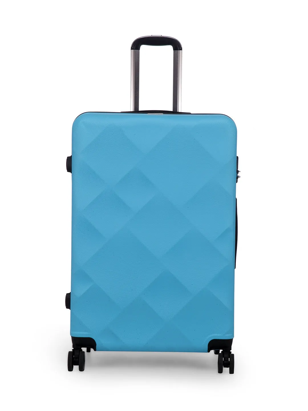 Unisex Blue Textured Hard-Sided Large Trolley Suitcase