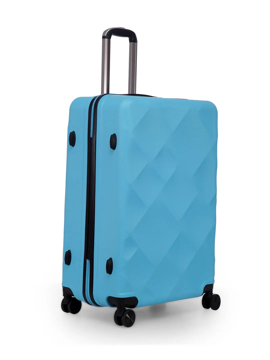 Unisex Blue Textured Hard-Sided Large Trolley Suitcase