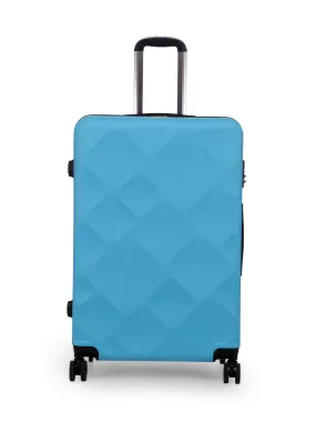 Unisex Blue Textured Hard-Sided Large Trolley Suitcase