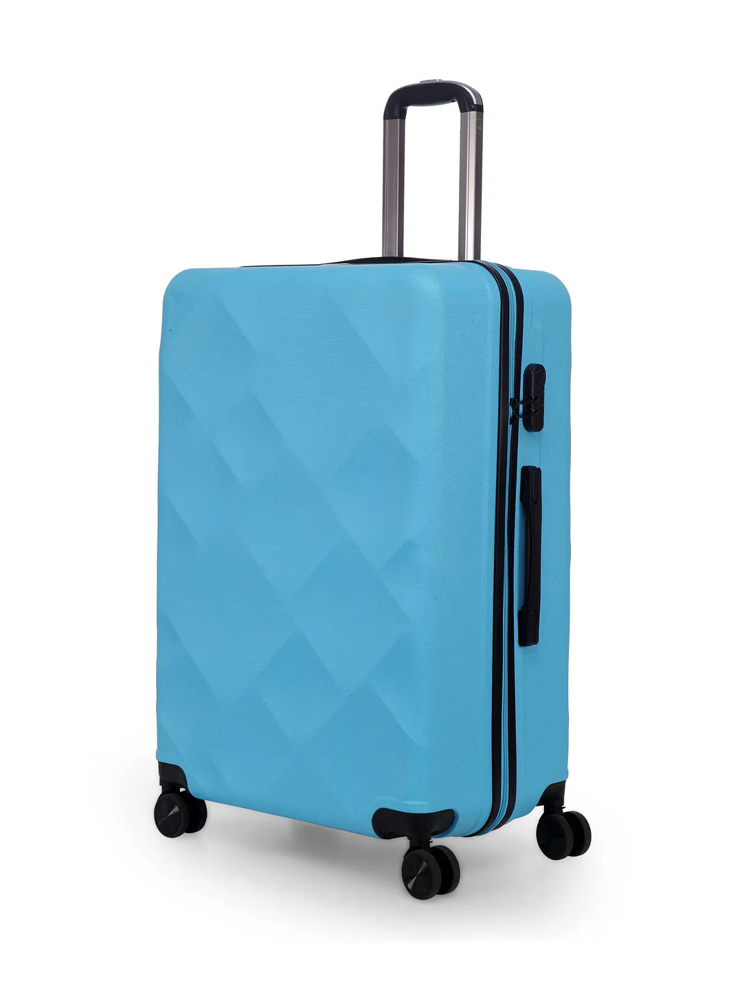 Unisex Blue Textured Hard-Sided Large Trolley Suitcase