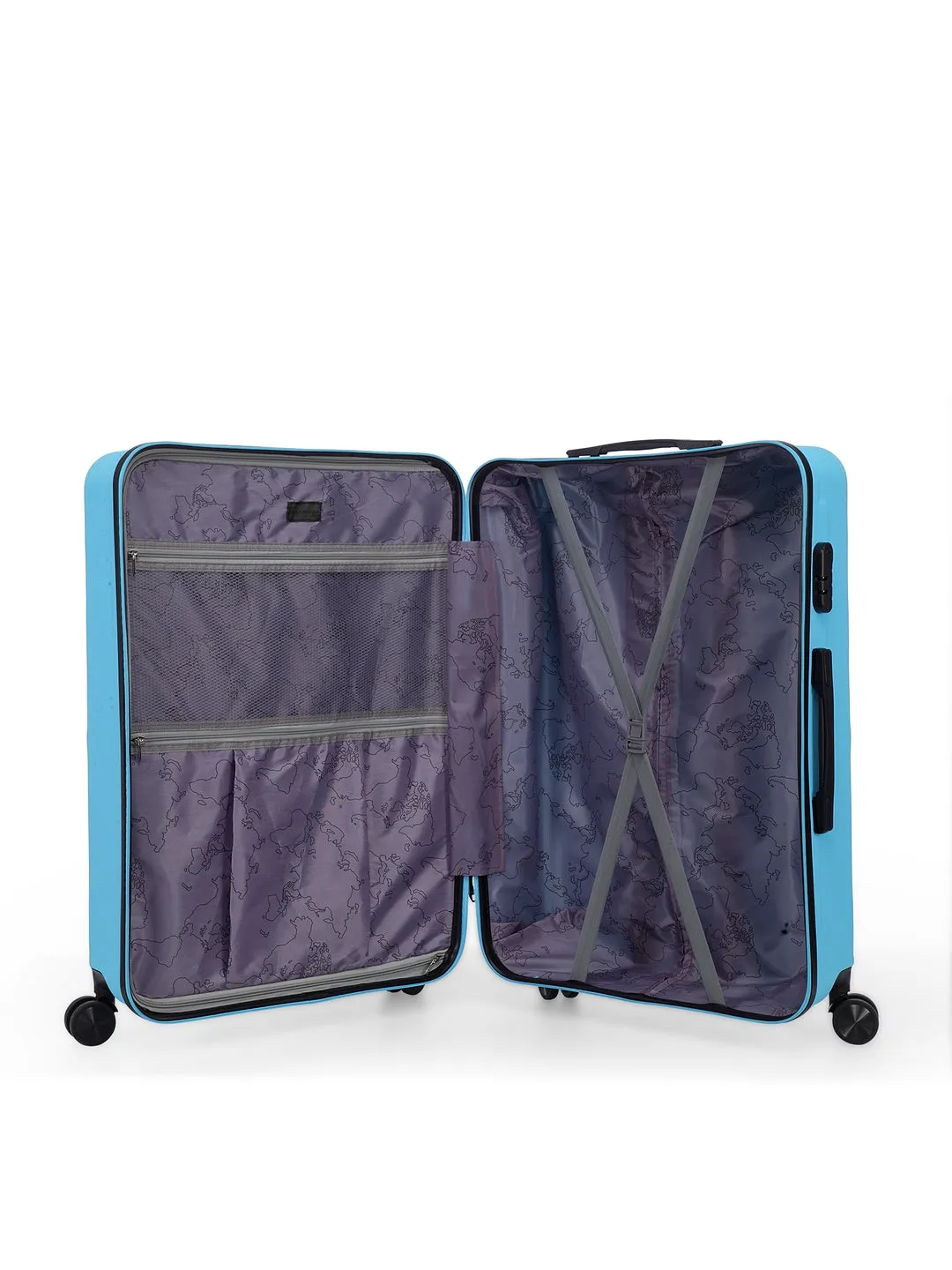 Unisex Blue Textured Hard-Sided Large Trolley Suitcase