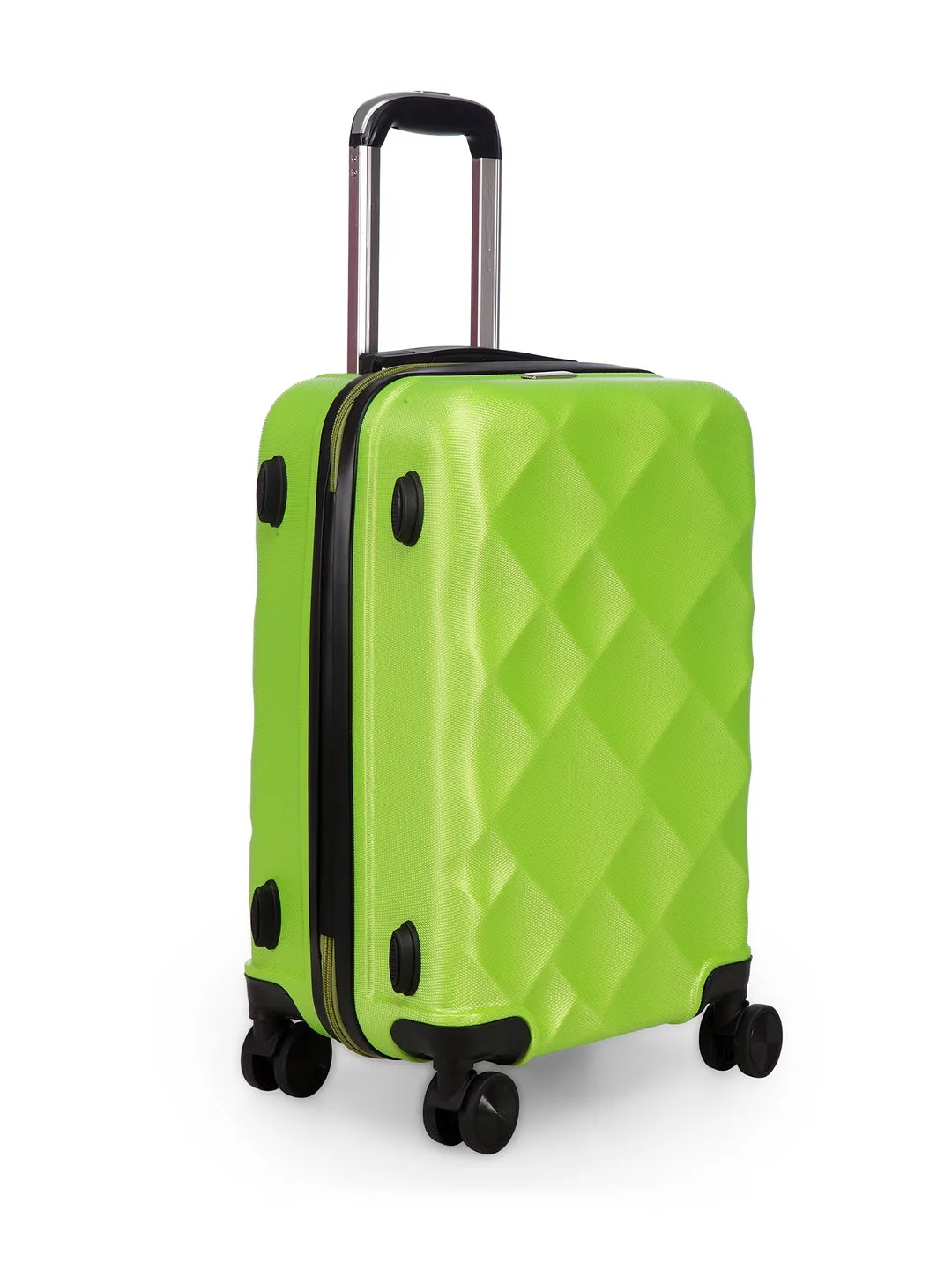 Unisex Green Textured Hard-Sided Cabin Trolley Suitcase