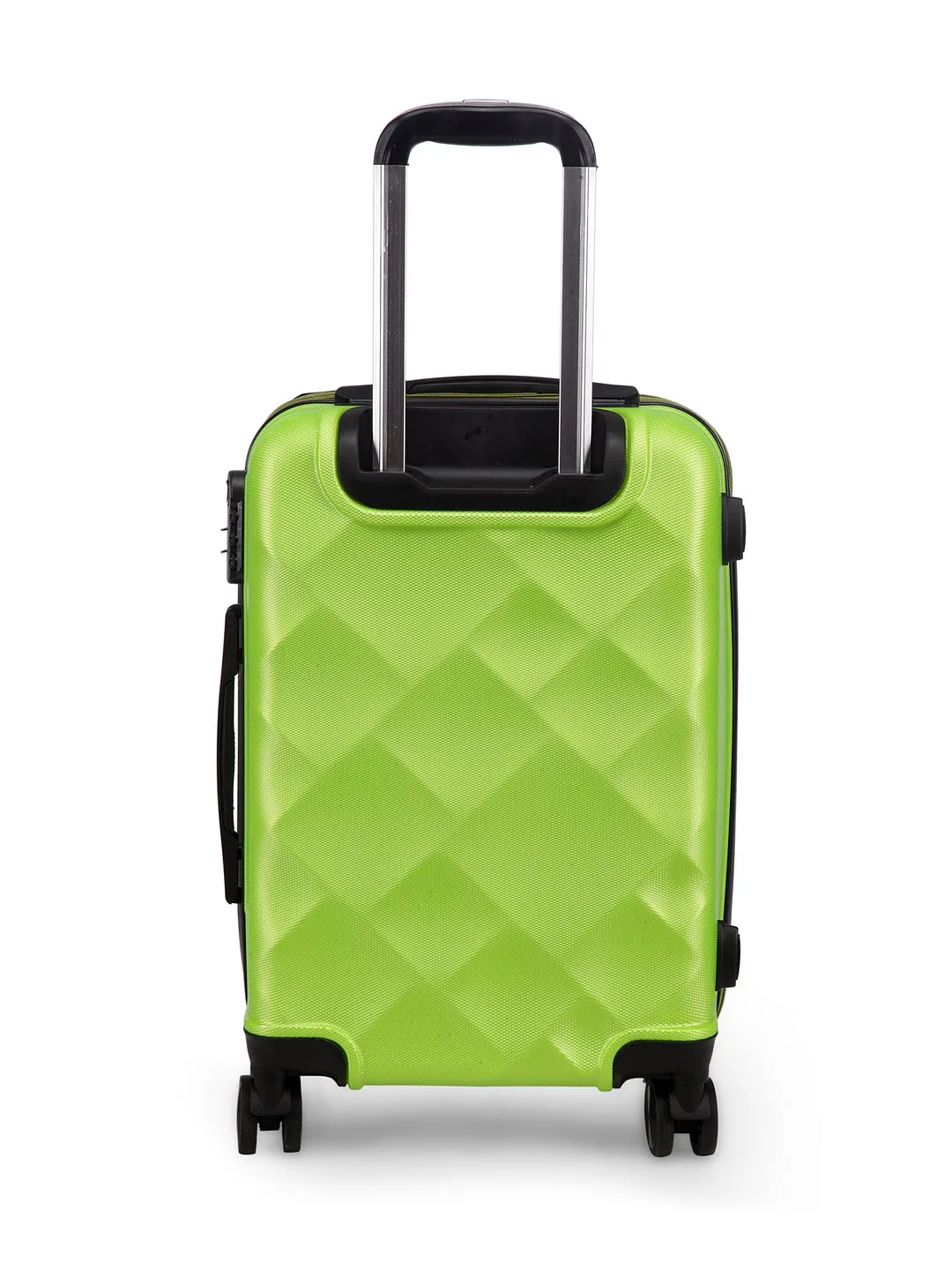 Unisex Green Textured Hard-Sided Cabin Trolley Suitcase