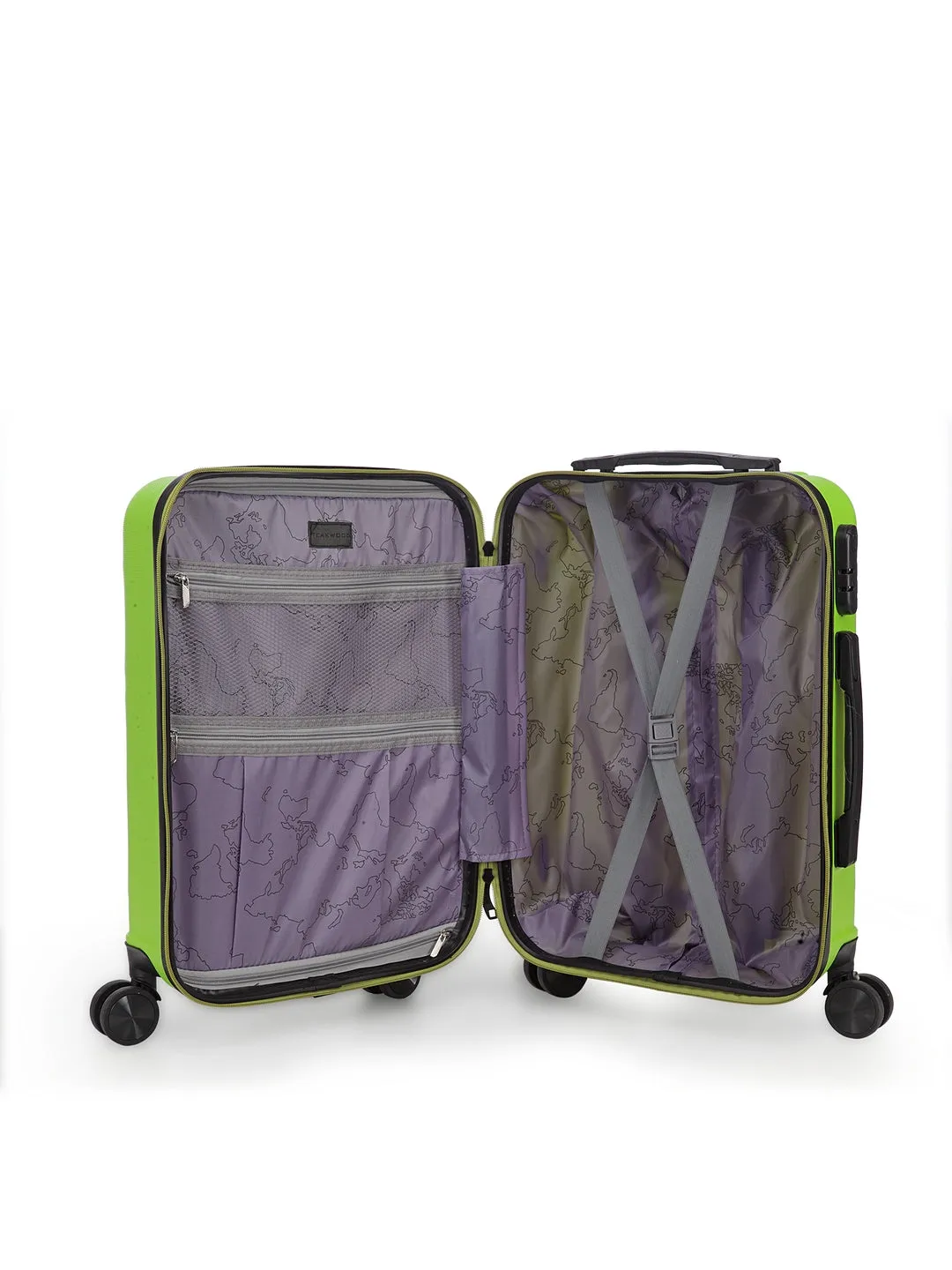 Unisex Green Textured Hard-Sided Cabin Trolley Suitcase