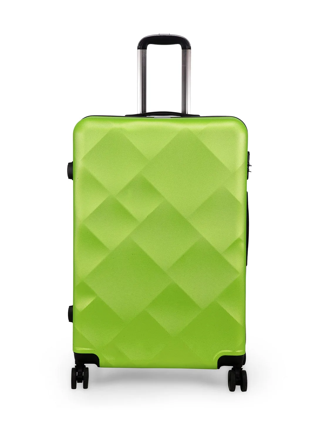 Unisex Green Textured Hard-Sided Large Trolley Suitcase