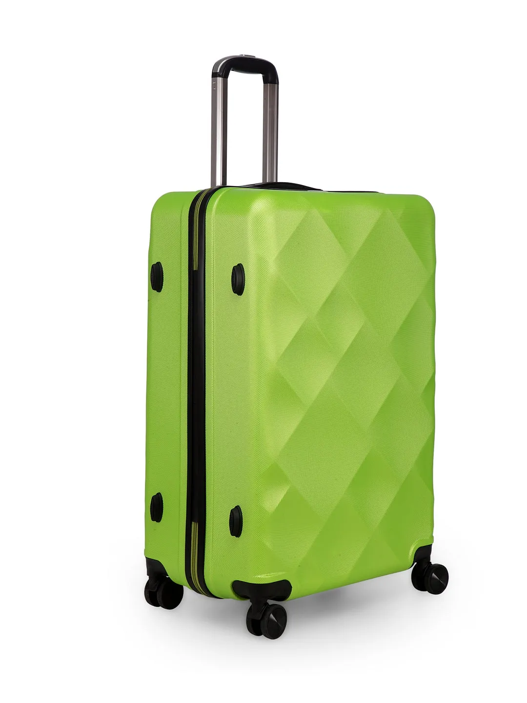 Unisex Green Textured Hard-Sided Large Trolley Suitcase