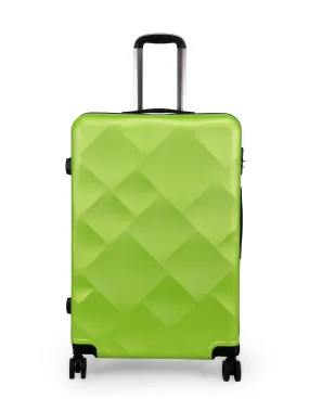 Unisex Green Textured Hard-Sided Large Trolley Suitcase