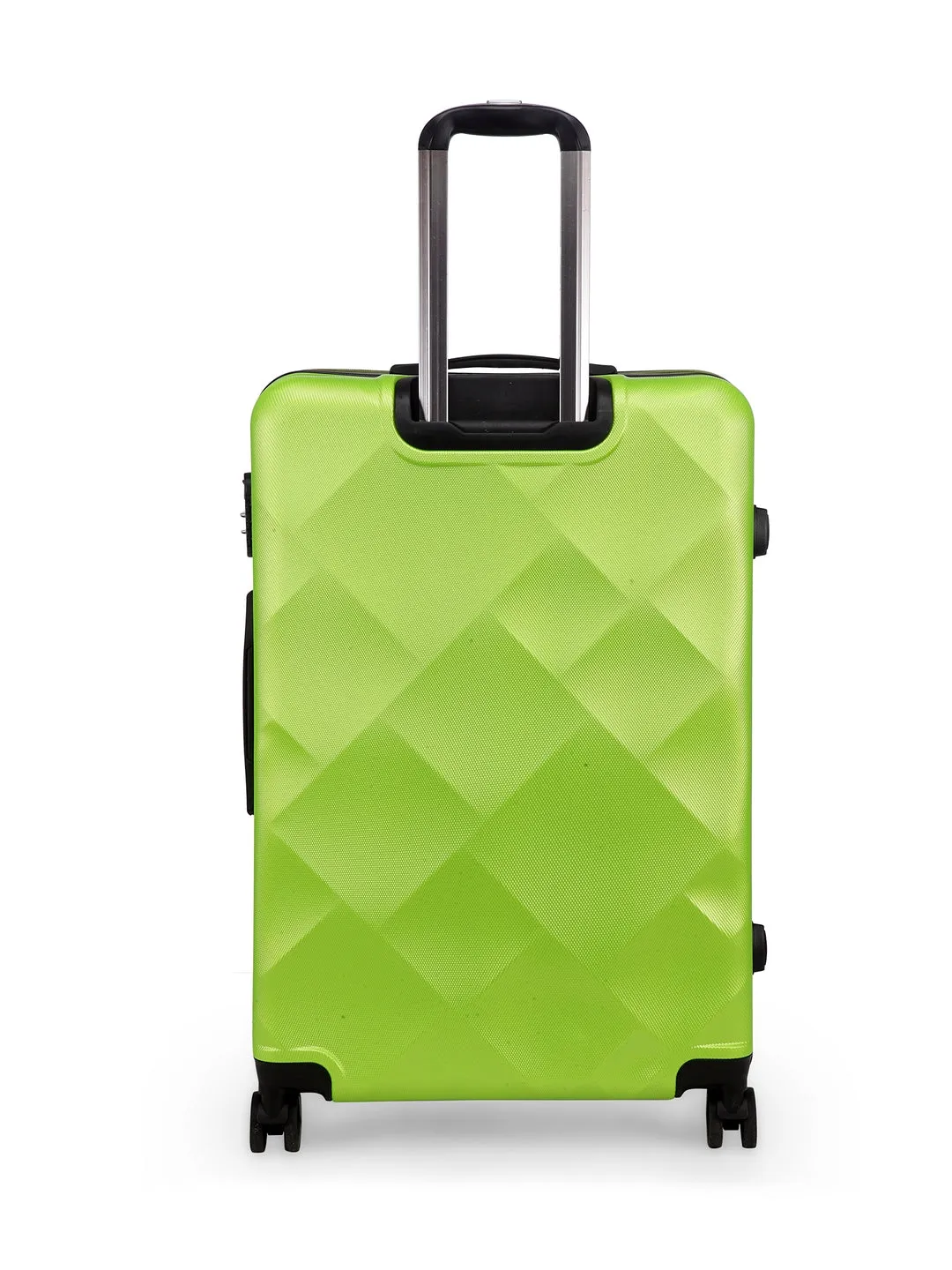 Unisex Green Textured Hard-Sided Large Trolley Suitcase