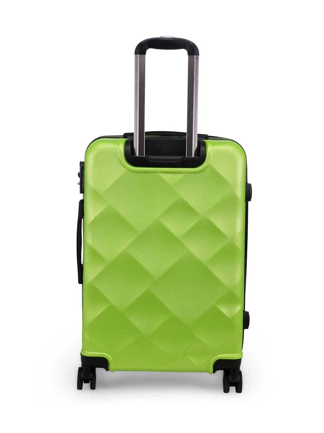 Unisex Green Textured Hard-Sided Medium Trolley Suitcase