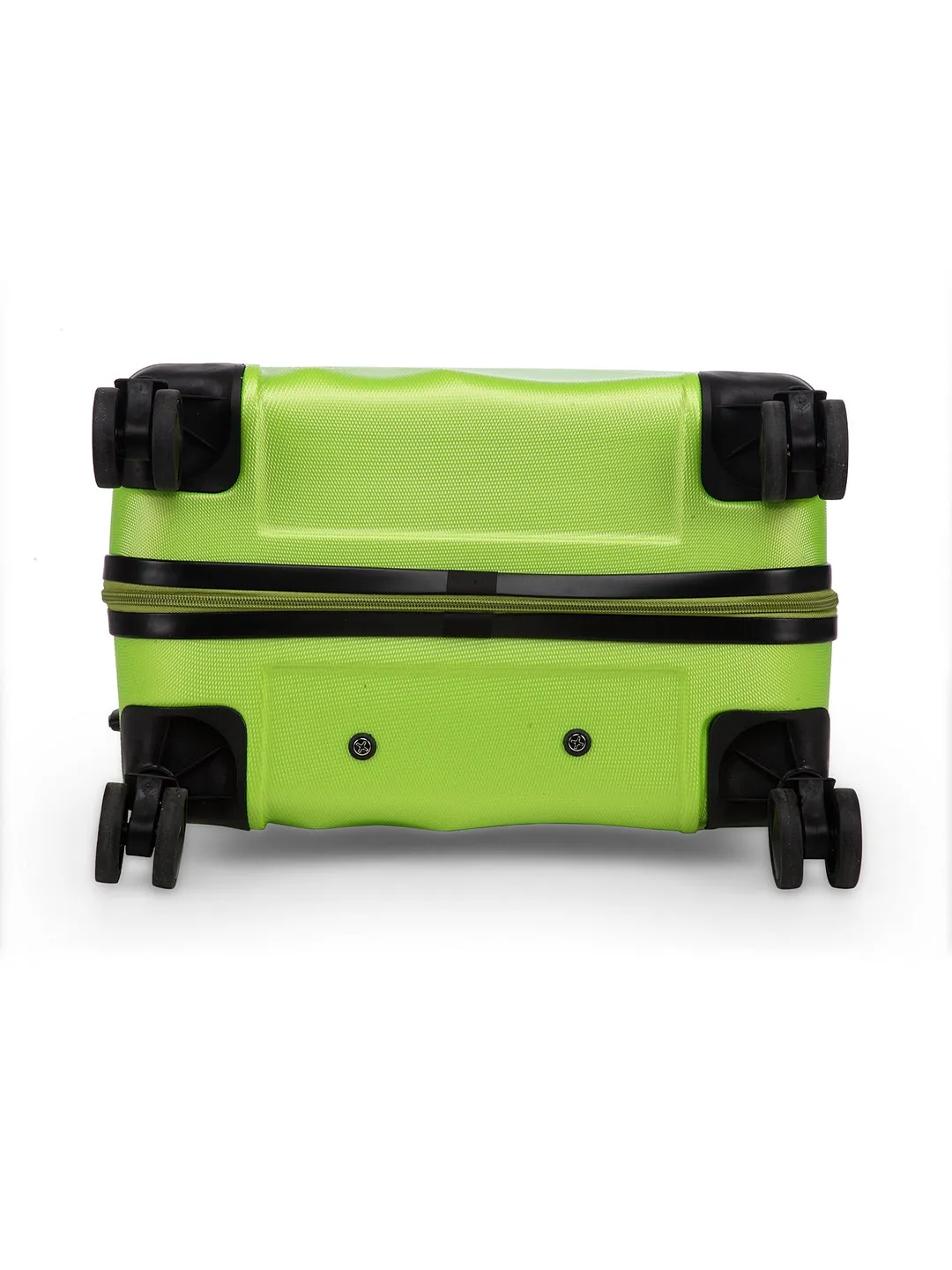 Unisex Green Textured Hard-Sided Medium Trolley Suitcase