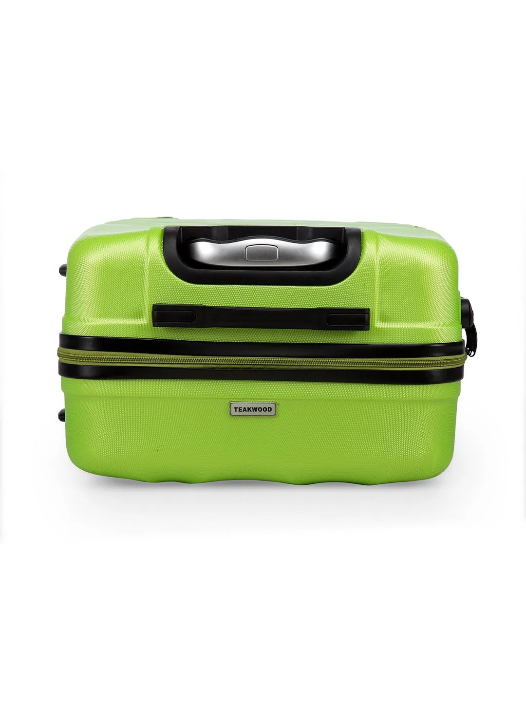 Unisex Green Textured Hard-Sided Medium Trolley Suitcase