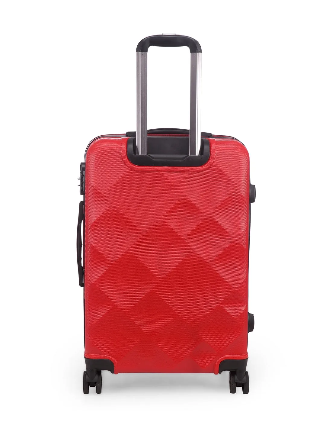 Unisex Red Textured Hard-Sided Medium Trolley Suitcase