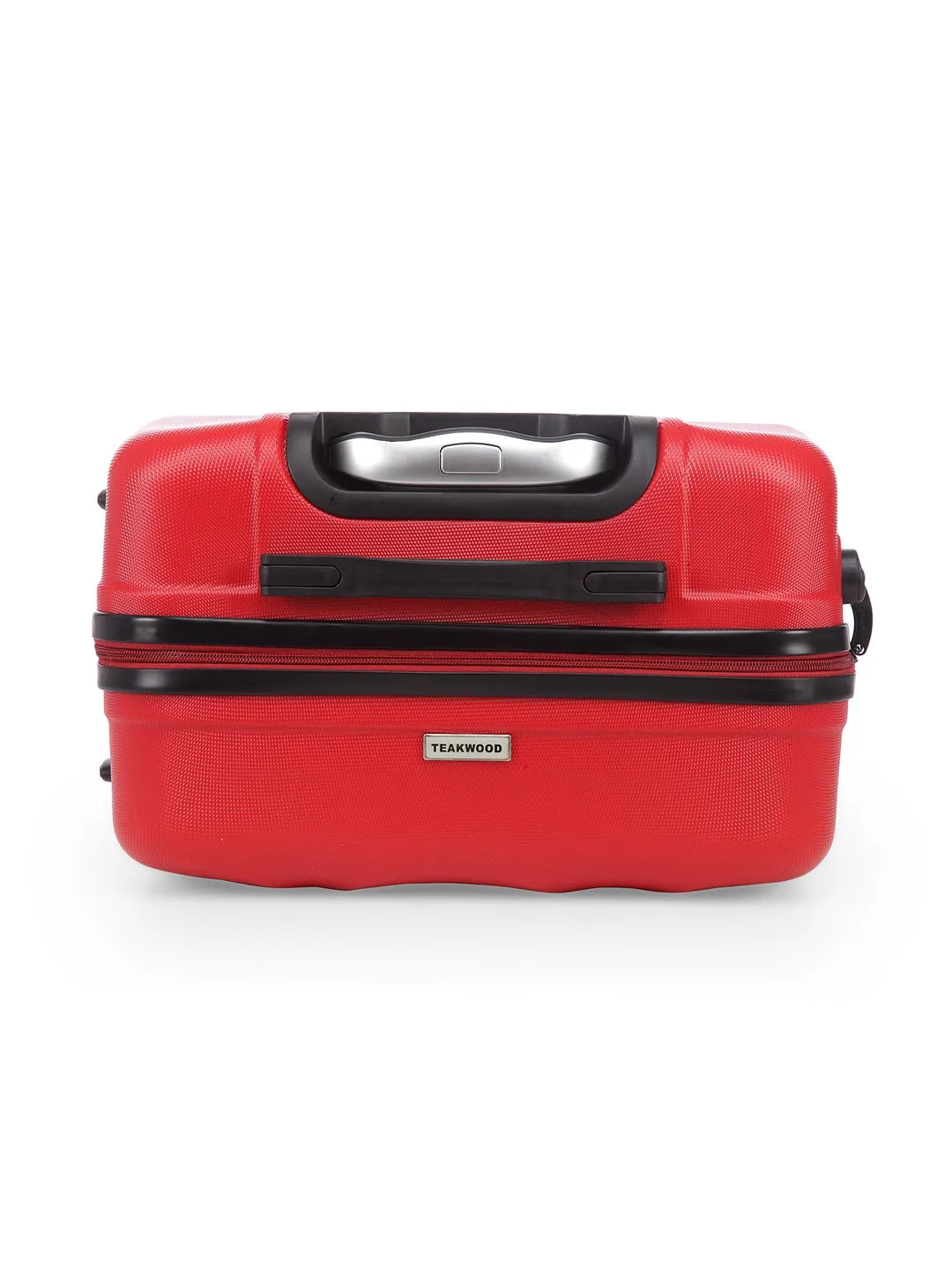 Unisex Red Textured Hard-Sided Medium Trolley Suitcase