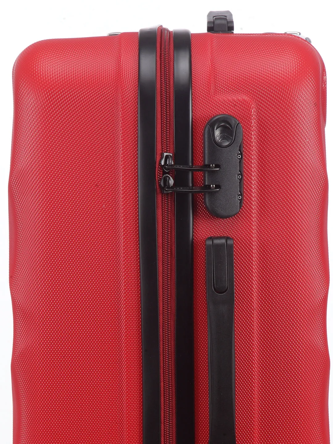 Unisex Red Textured Hard-Sided Medium Trolley Suitcase